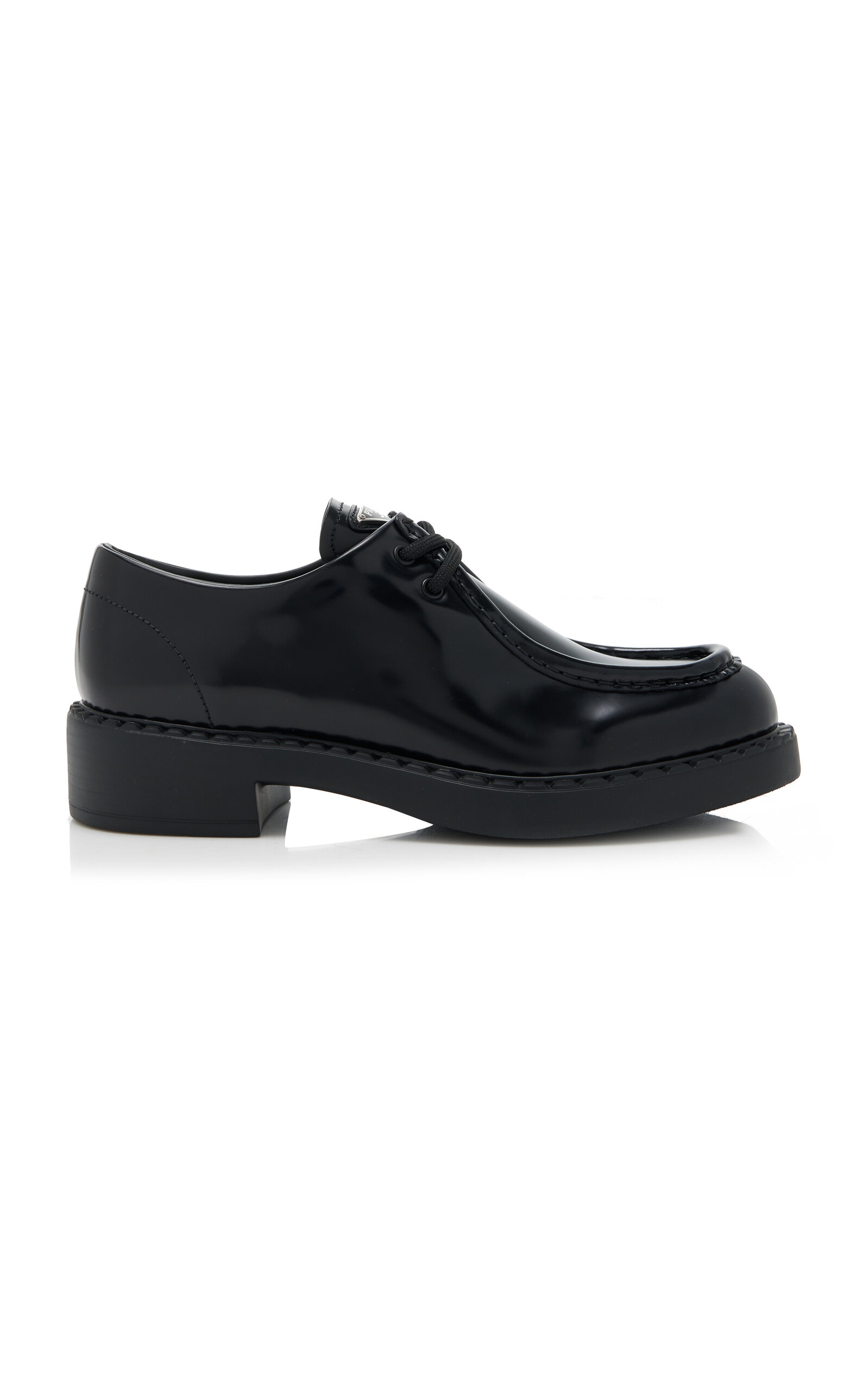 Prada - Logo-Detailed Leather Oxford Loafers           - Black - IT 41 - Moda Operandi