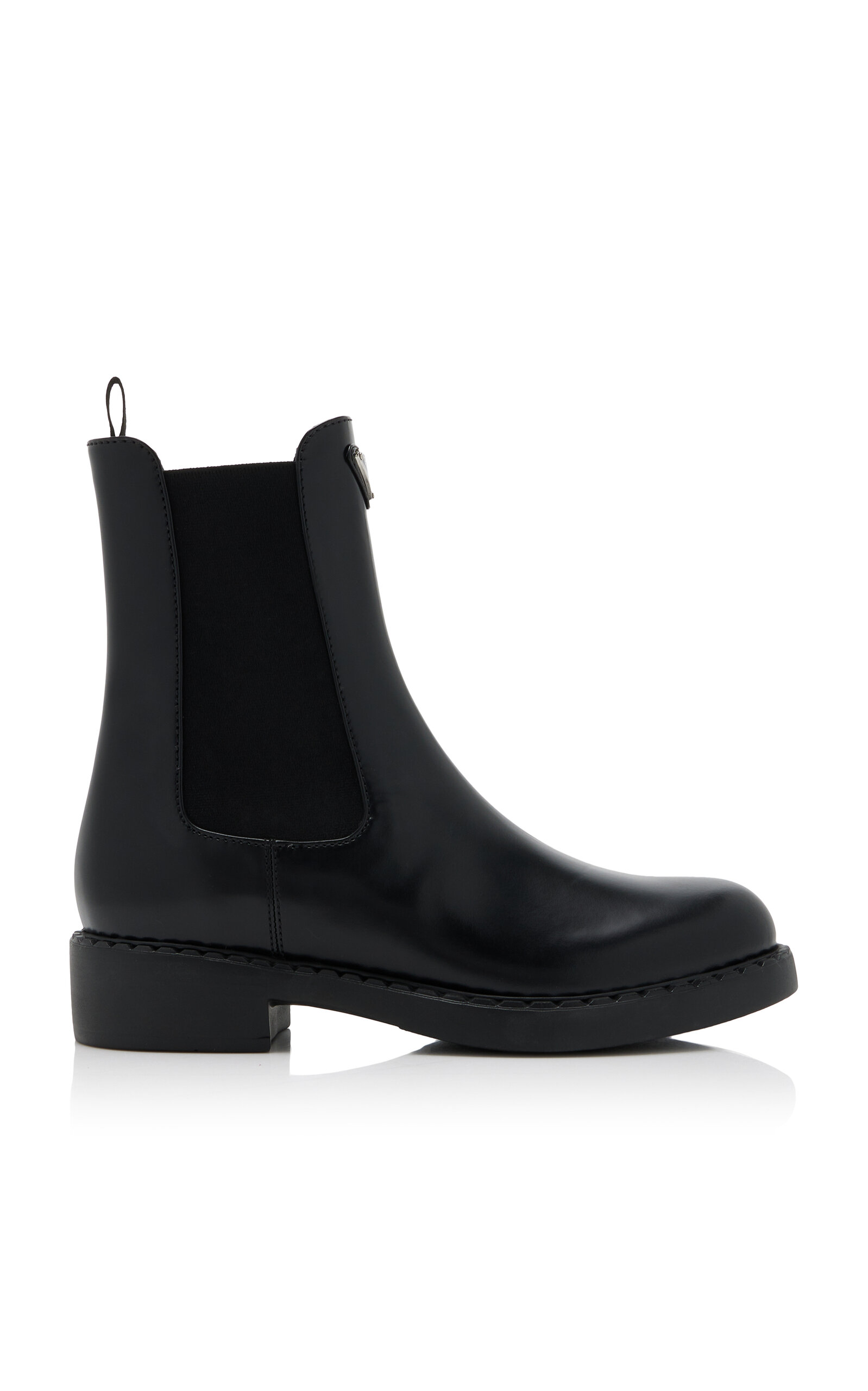 Prada Leather Chelsea Boots In Black