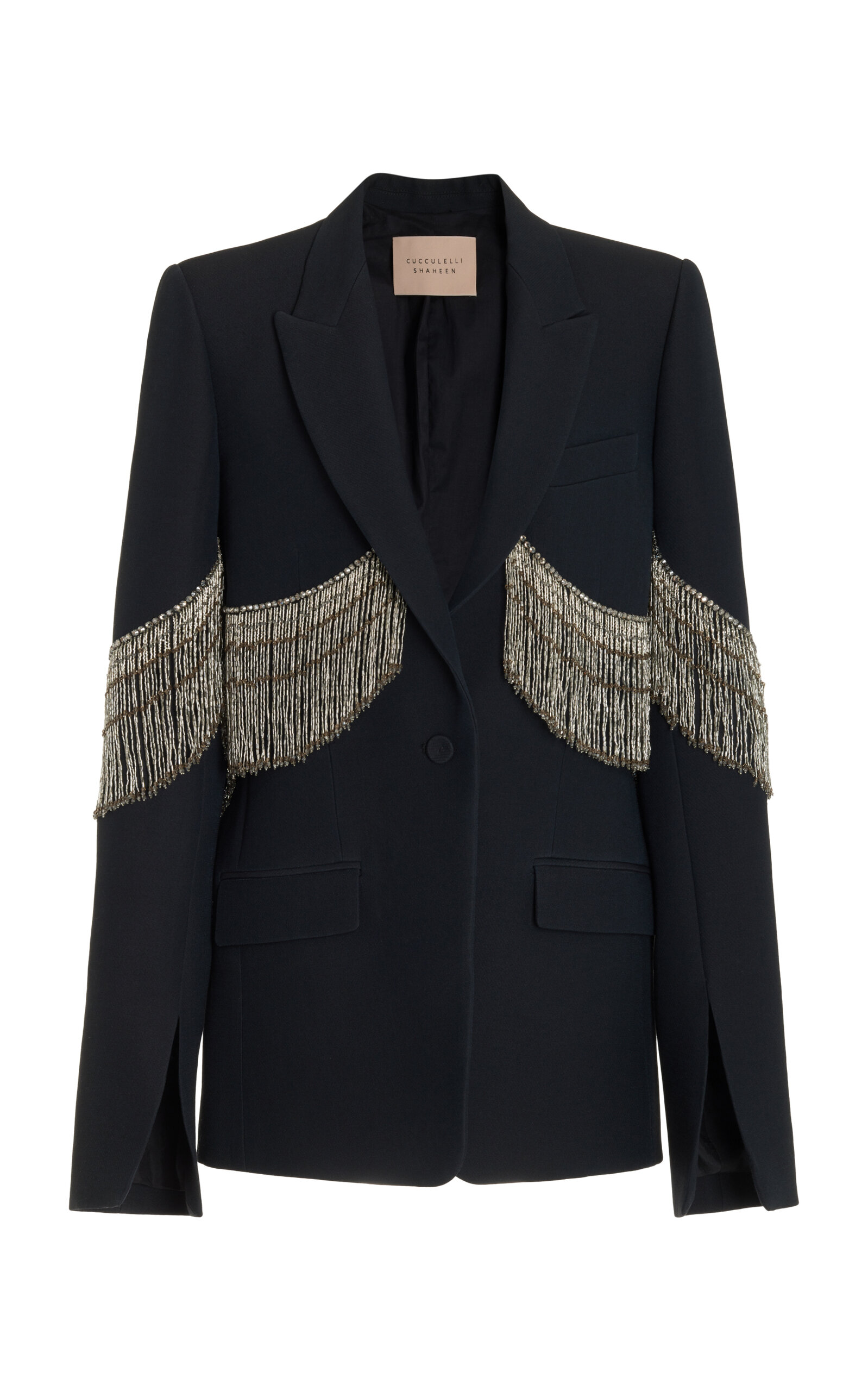 Cucculelli Shaheen Women's Le Alba Fringed Wool-silk Blazer Jacket In Black