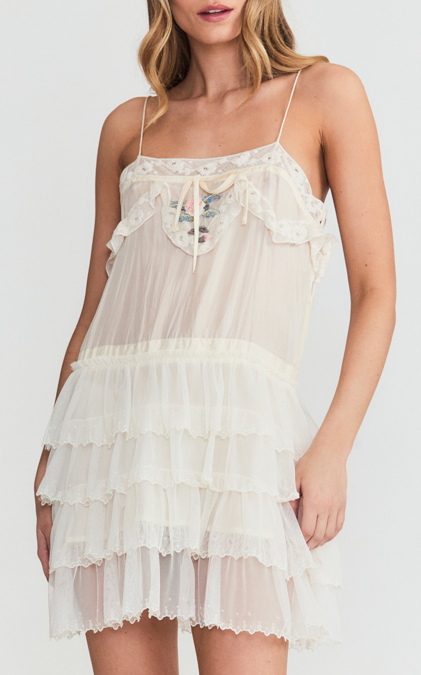 Loveshackfancy Women's Myrna Tiered Silk Mini Dress In White | ModeSens Loveshackfancy Women's Myrna Tiered Silk Mini Dress In White | ModeSens