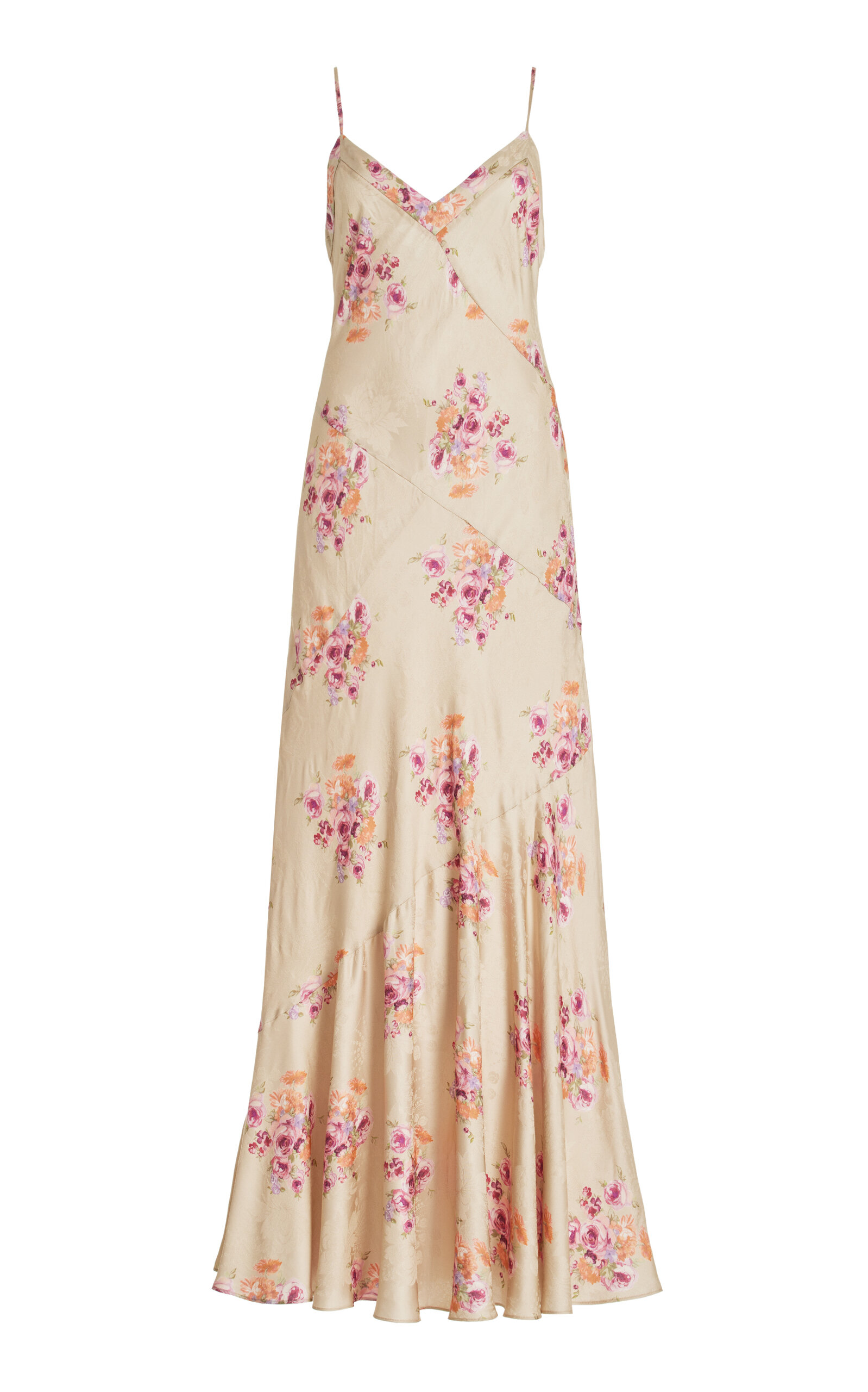 【海外限定】REISSドレス☆Rochelle Satin Floral-Print Slip Ma Buy Reiss Gold Rochelle Satin Floral-Print Slip Maxi Dress