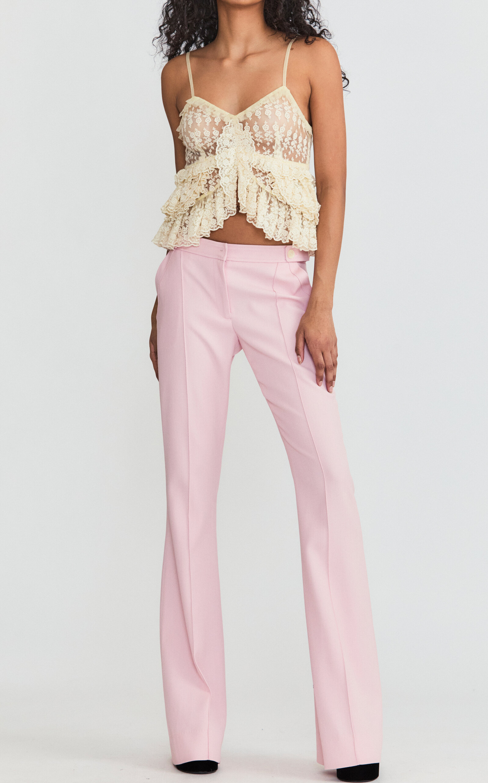 LoveShackFancy Costella Straight-Leg Pants - Light Pink