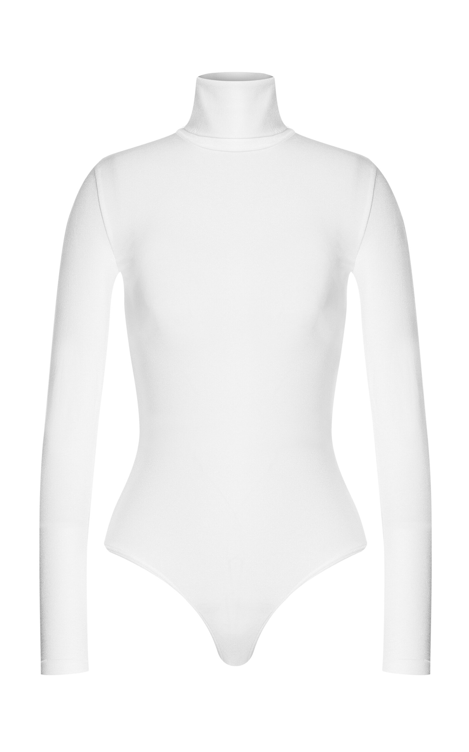 Shop Wolford Colorado Turtleneck Jersey Thong Bodysuit In White