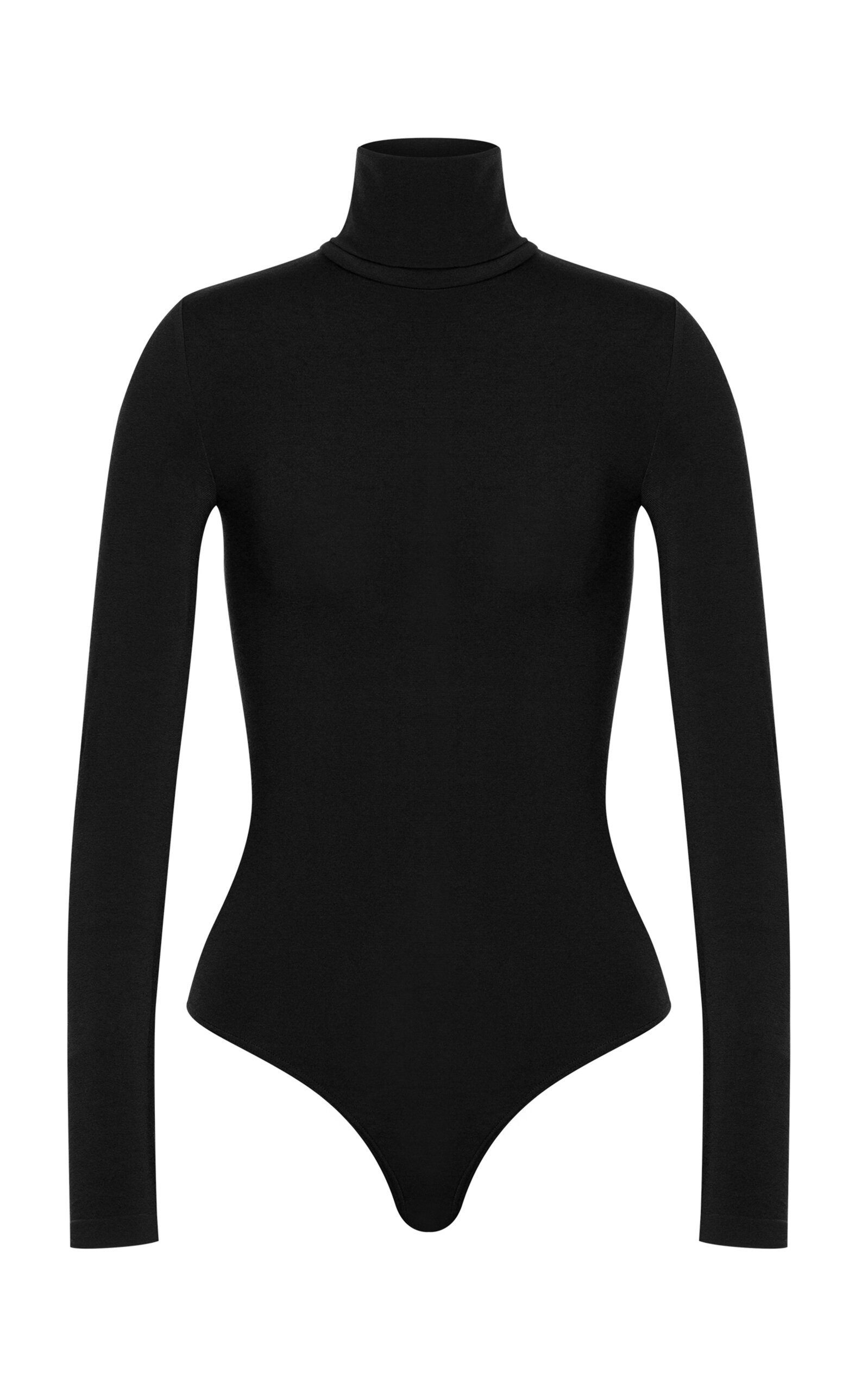 Shop Wolford Colorado Turtleneck Jersey Thong Bodysuit In Black