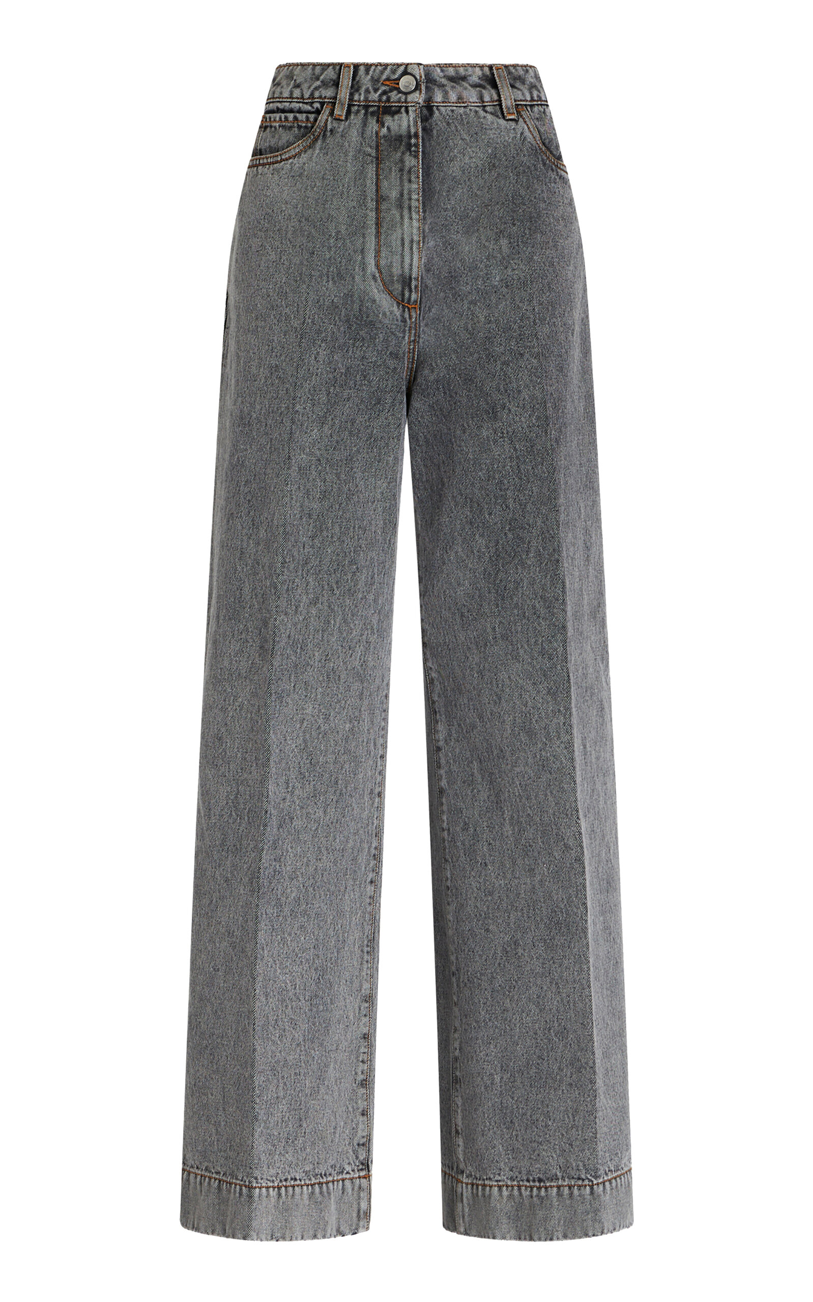 Etro Embroidered Wide-leg Jeans In Grey