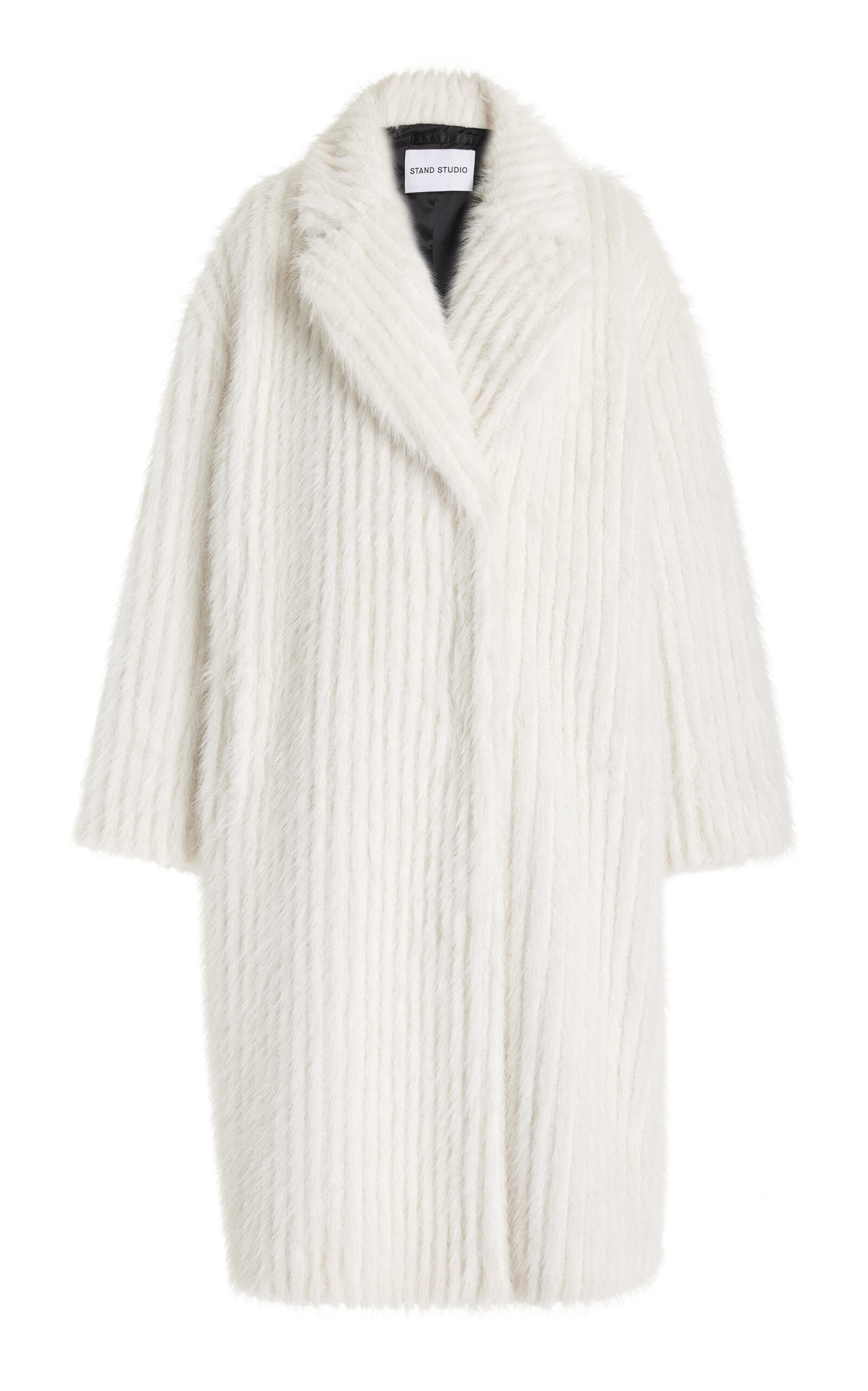 Stand Studio Genevieve Double-breasted Faux-fur Coat In White