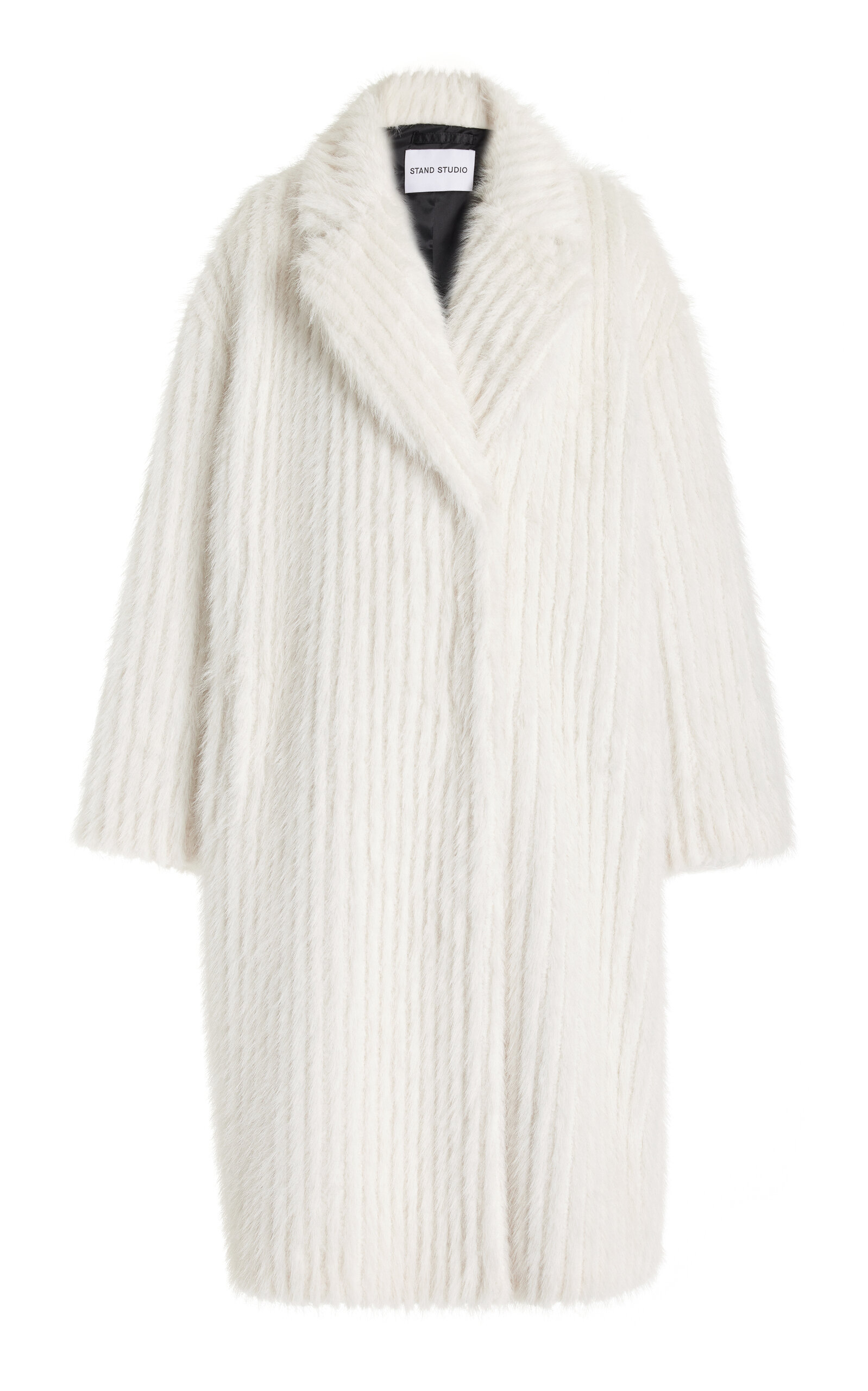 Shop Stand Studio Genevieve Ribbed Faux Fur Coat In White