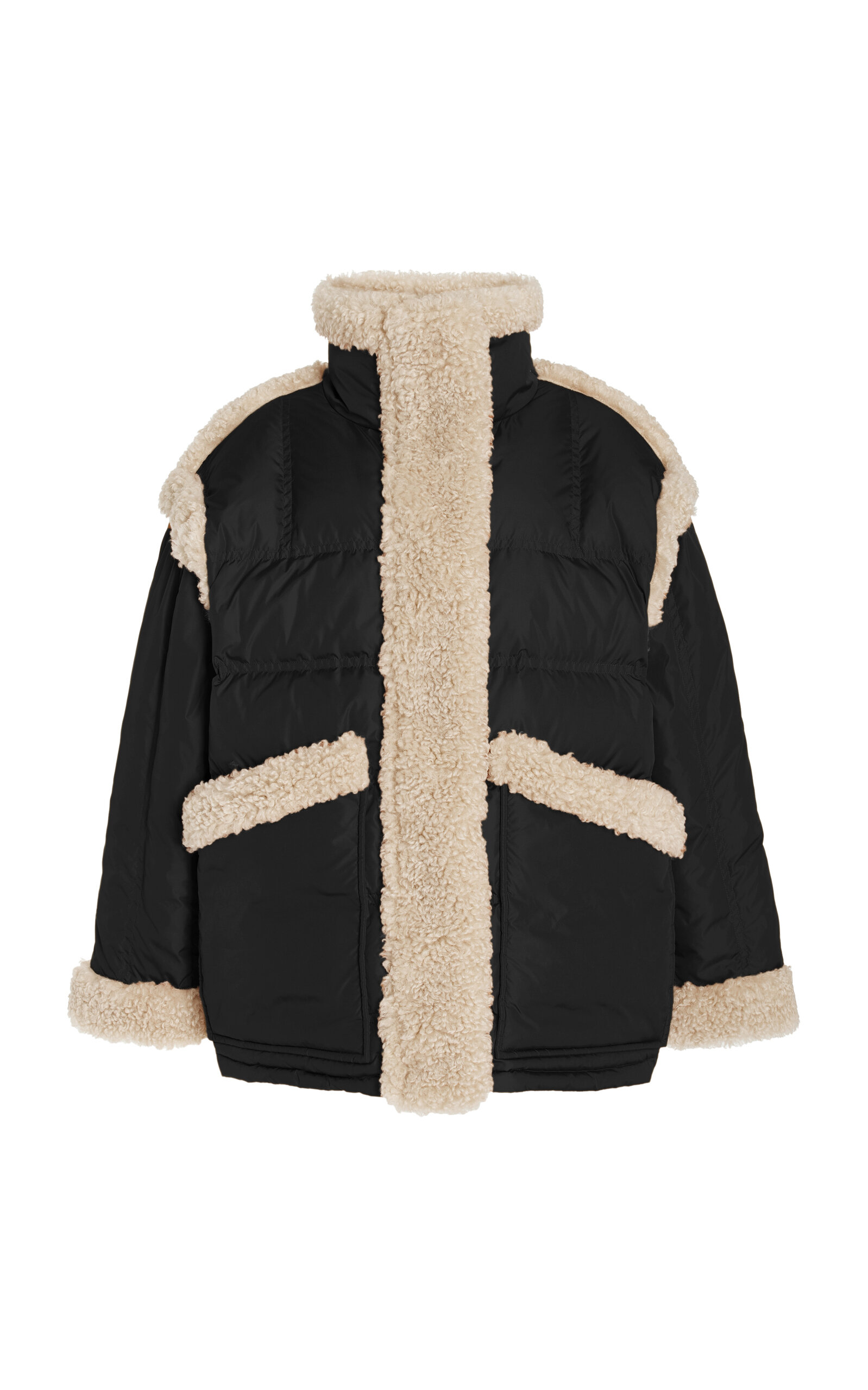 Shop Stand Studio Dorothy Sherpa-trimmed Quilted Down Coat In Black