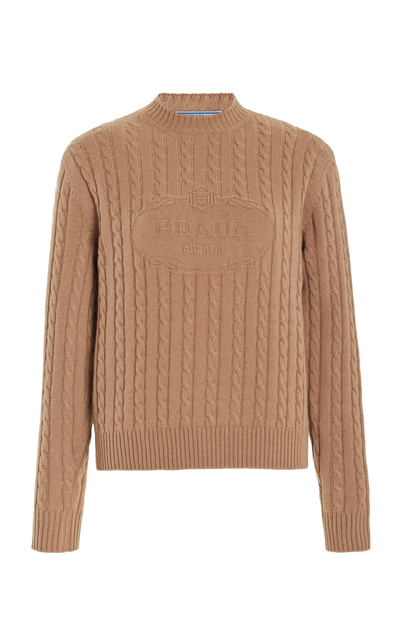 Prada Textured Cable Knit Sweater In Neutral