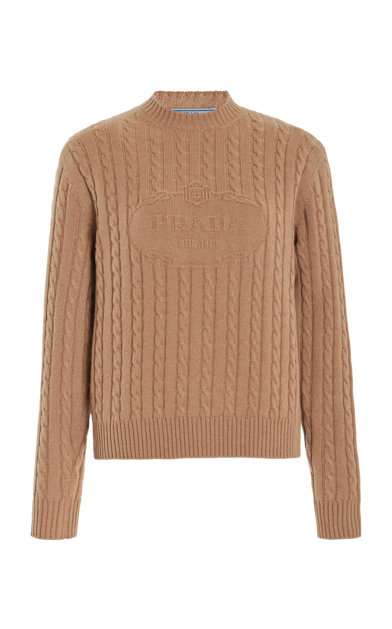 Shop Prada Logo-knit Cashmere Sweater In Neutral