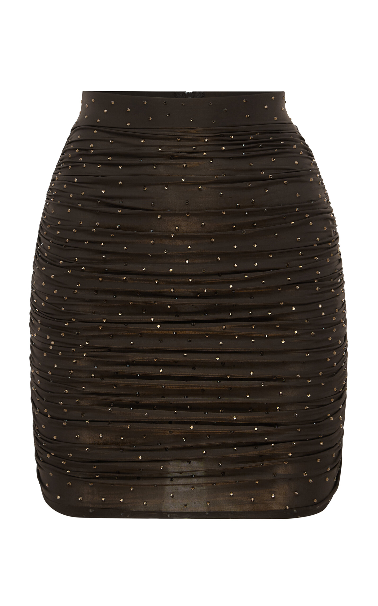 Alex Perry Benson Crystal-embellished Stretch-jersey Mini Skirt In Brown