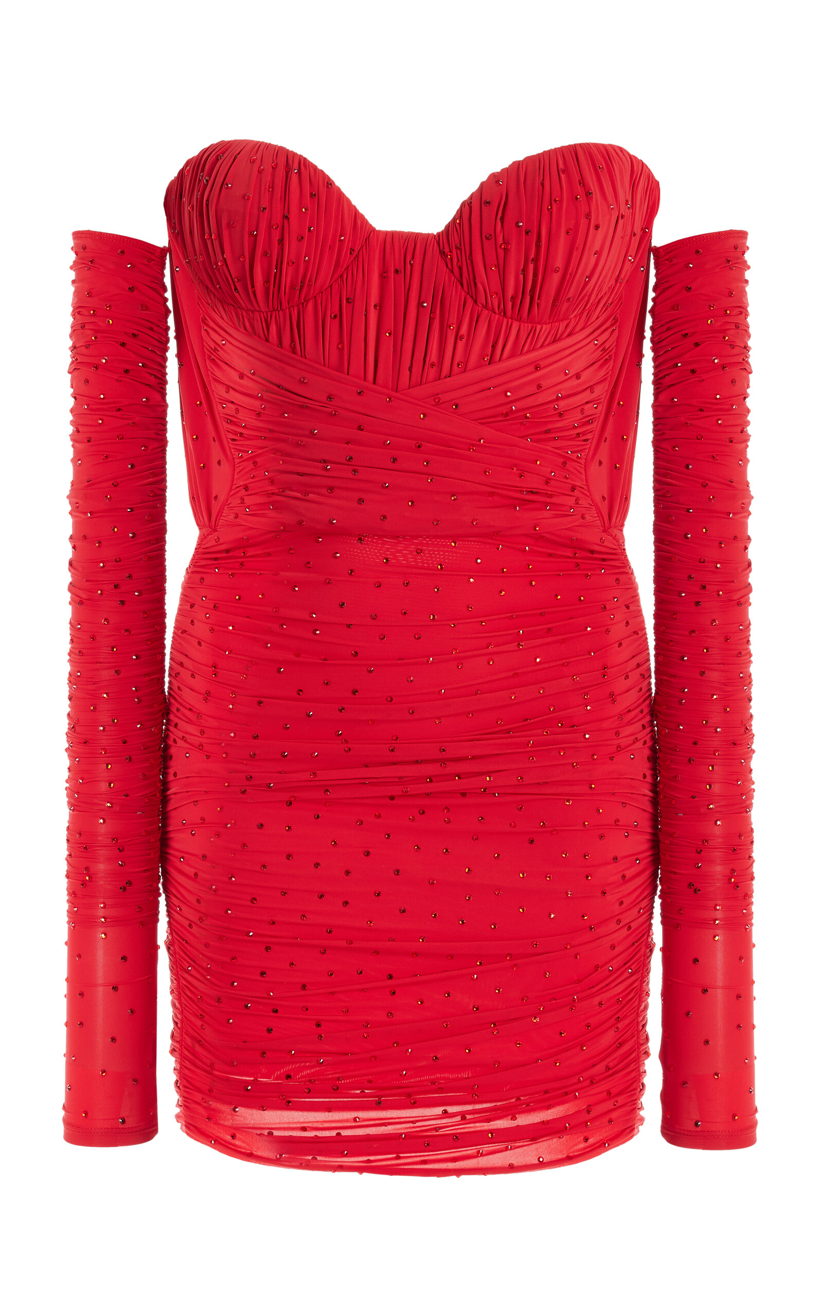 Alex Perry Koda Crystal-embellished Stretch-jersey Mini Dress And Gloves Set In Red