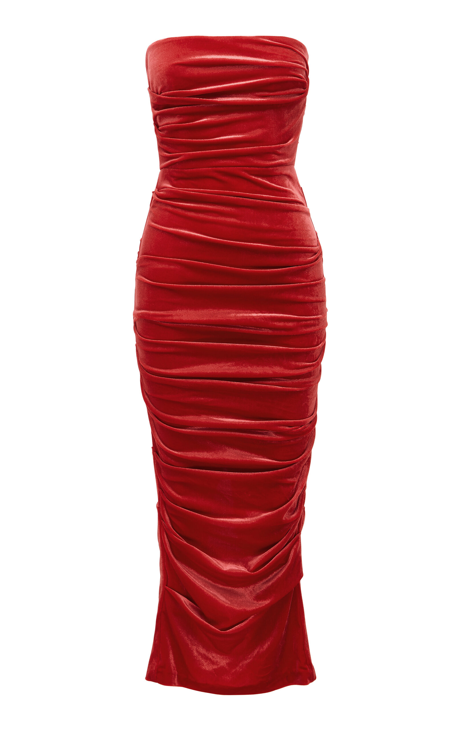 Alex Perry Parkin Velvet Strapless Midi Dress In Red