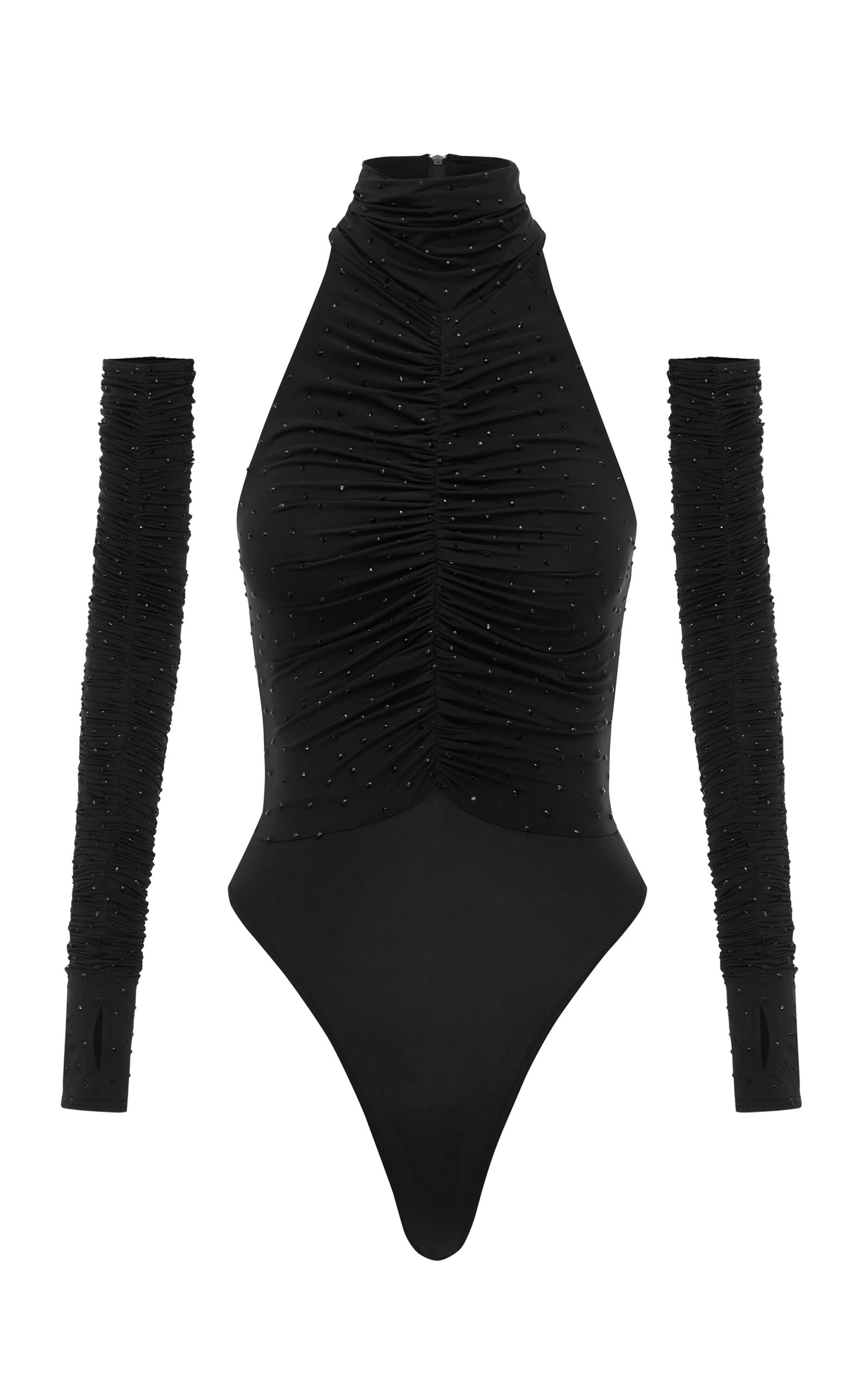 Alex Perry Arlie Crystal-embellished Stretch-jersey Bodysuit In Black