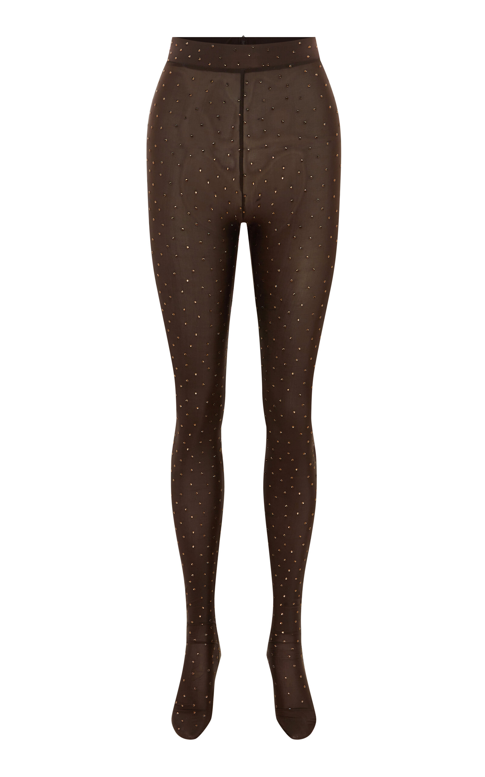 Alex Perry Rane Crystal-embellished Stretch-jersey Tights In Brown