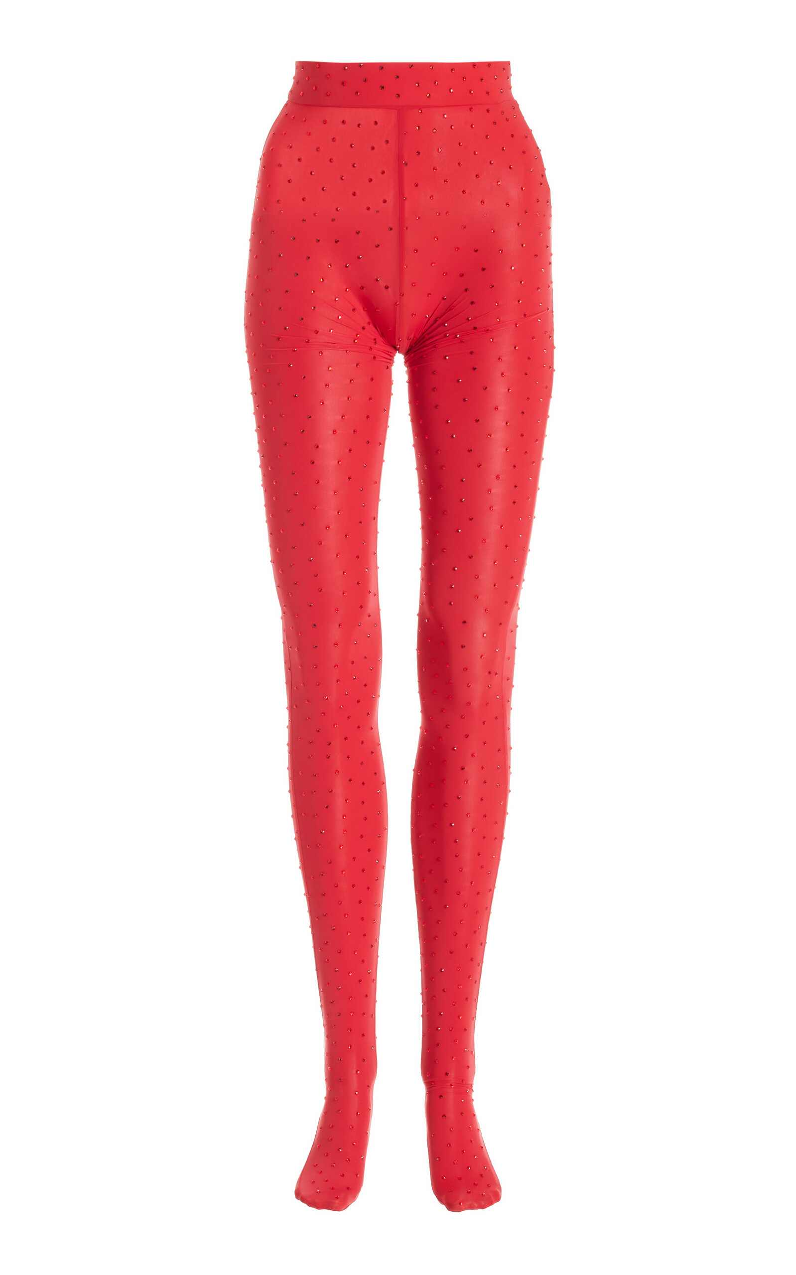 Alex Perry Rane Crystal-embellished Stretch-jersey Tights In Red