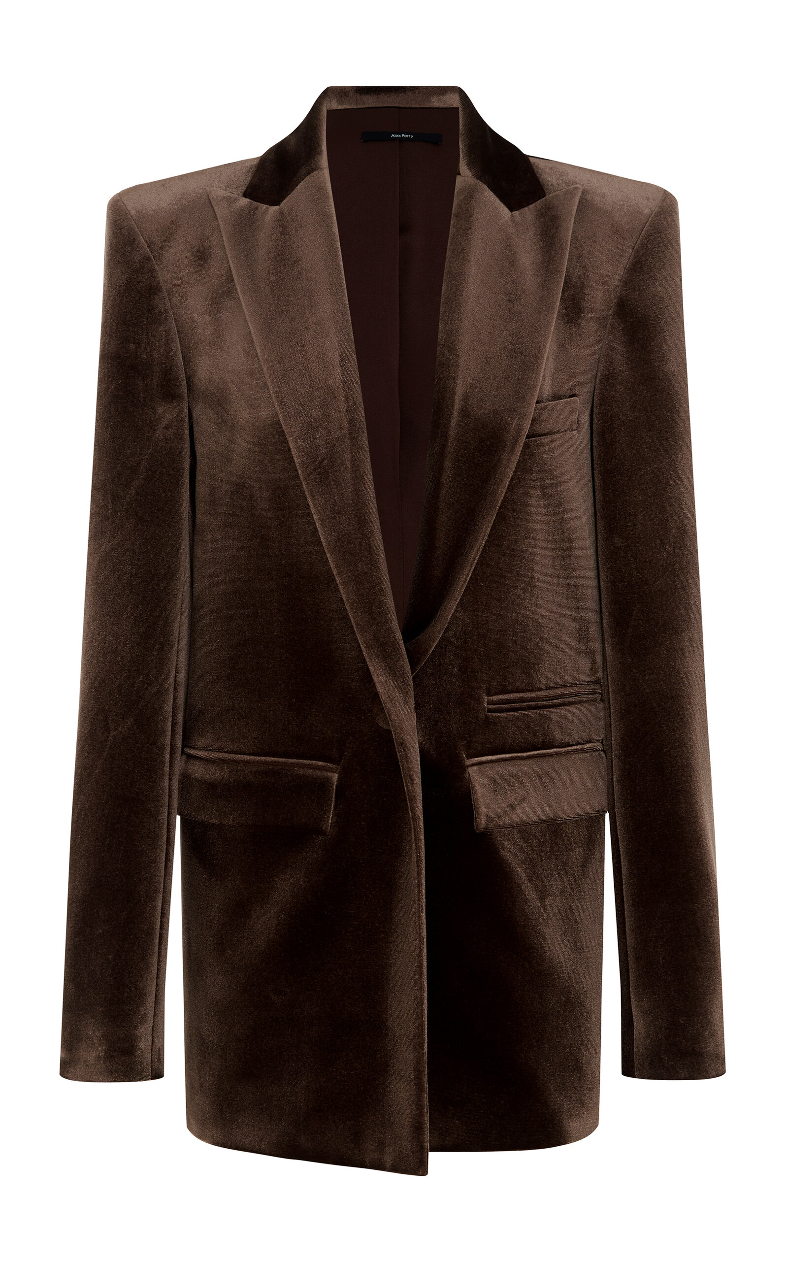 Alex Perry Barlow Velvet Oversized Blazer Jacket In Brown