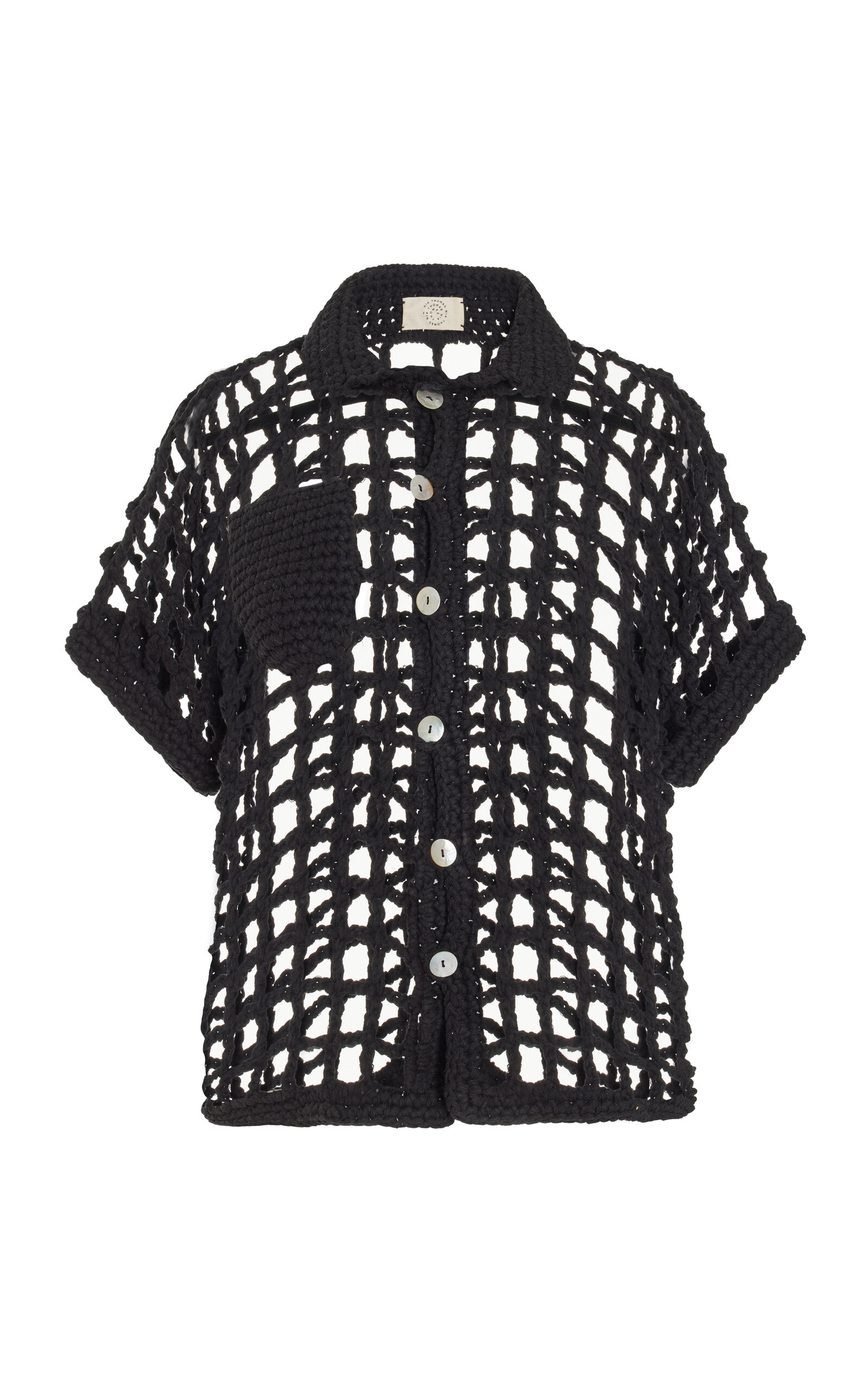 Nia Thomas Sessa Cotton Crochet Shirt In Black