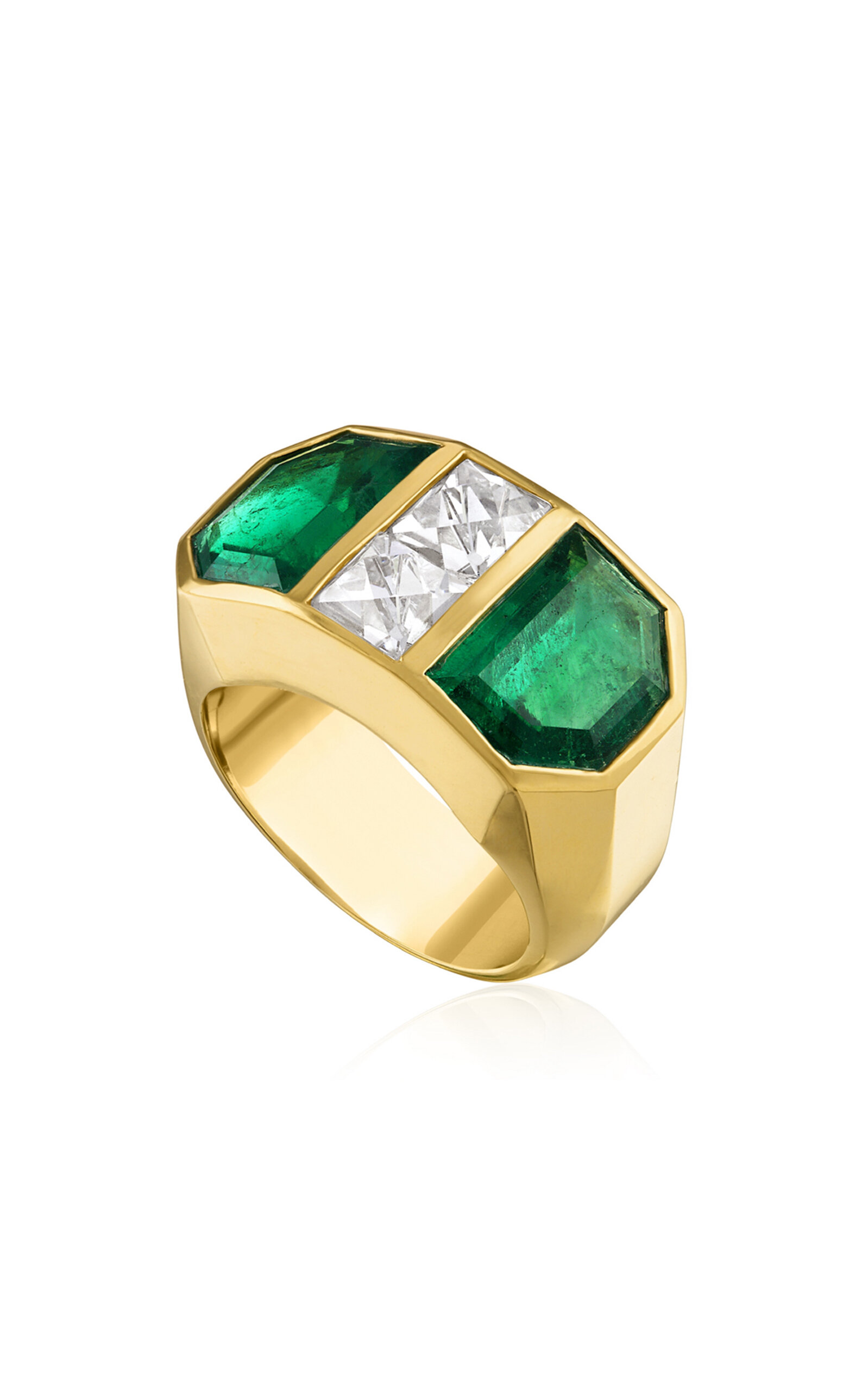 Mindi Mond Women's 18k Yellow Gold Colombian Emerald Shield & French Cut Diamond Ring