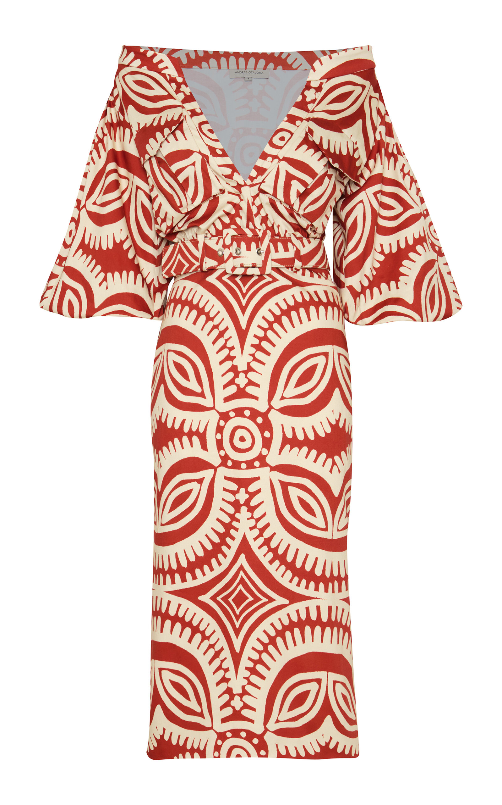 Andres Otalora Women's Muisca Drill Belted Midi Dress In Red