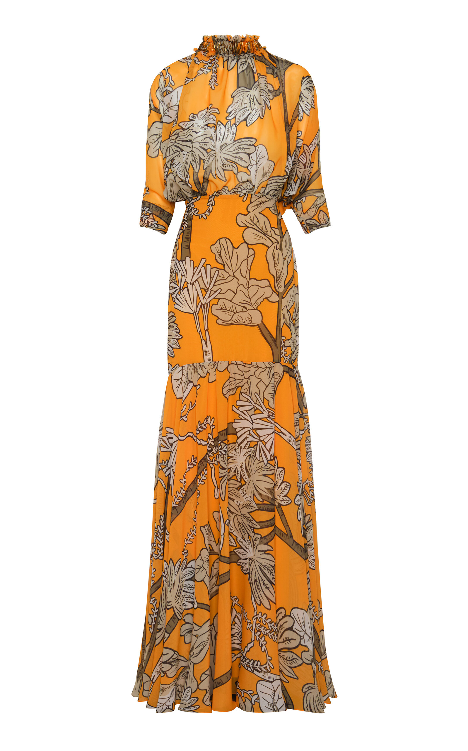 Andres Otalora El Bosque Chiffon Maxi Dress In Orange | ModeSens