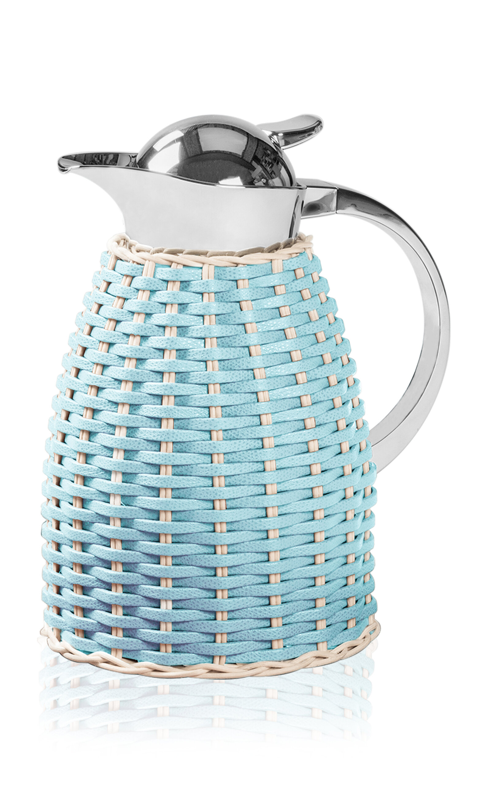 Giobagnara Chantilly Leather-covered Stainless Steel Carafe In Turquoise