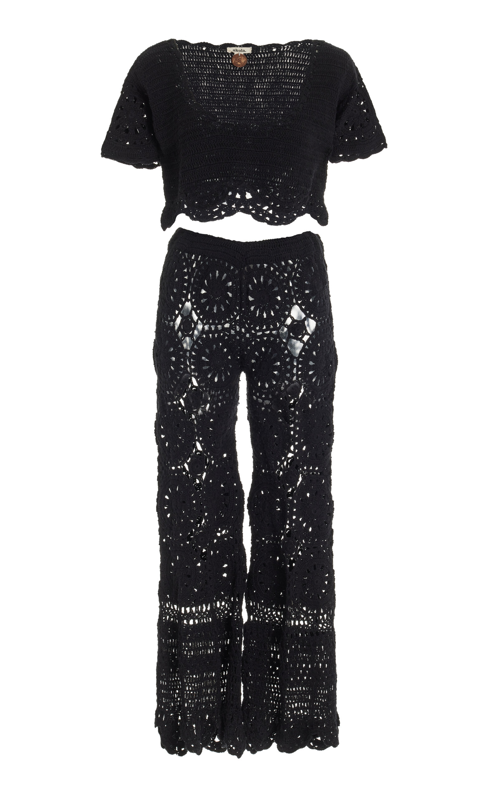 Akoia Swim Exclusive Bunga Cotton Top And Pants Set In Black