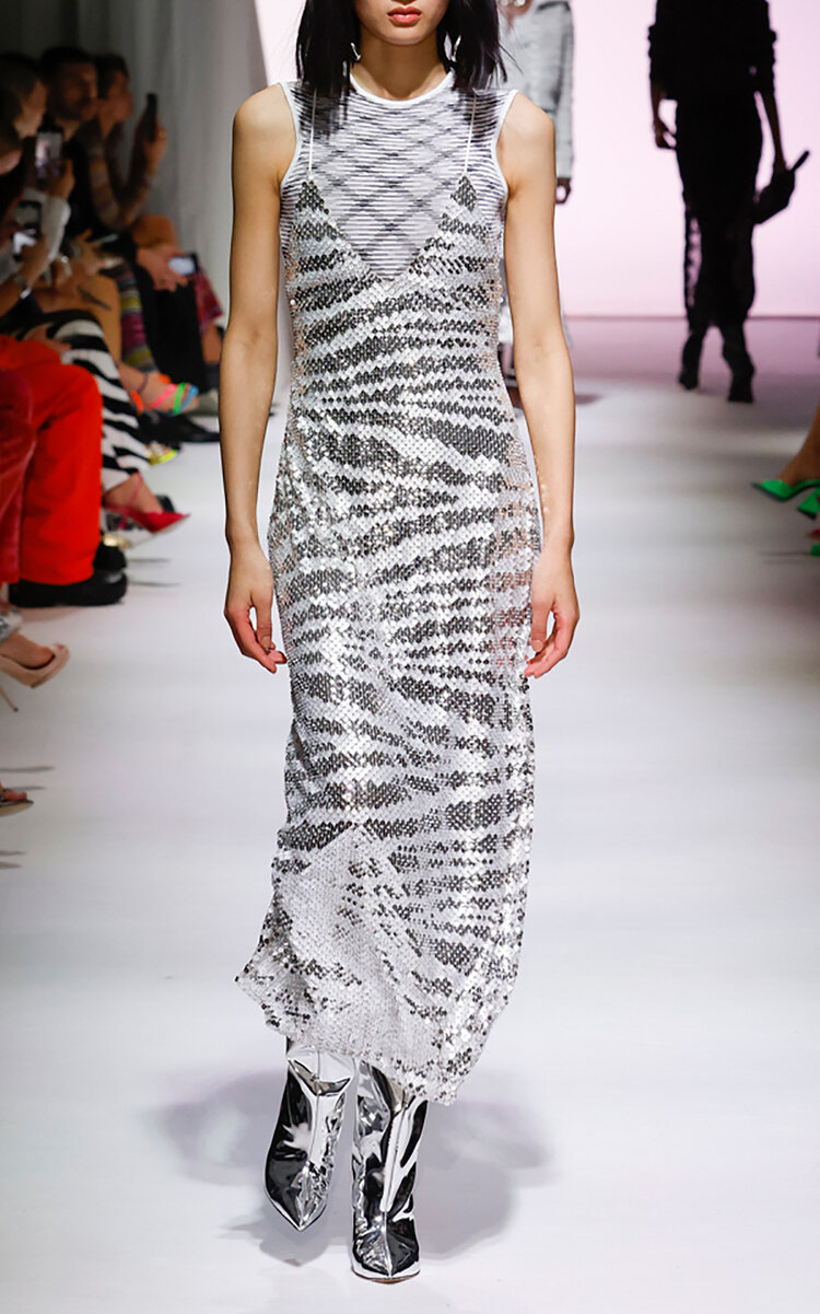 missoni silver dress Metallic Crochet-knit Mini Dress
