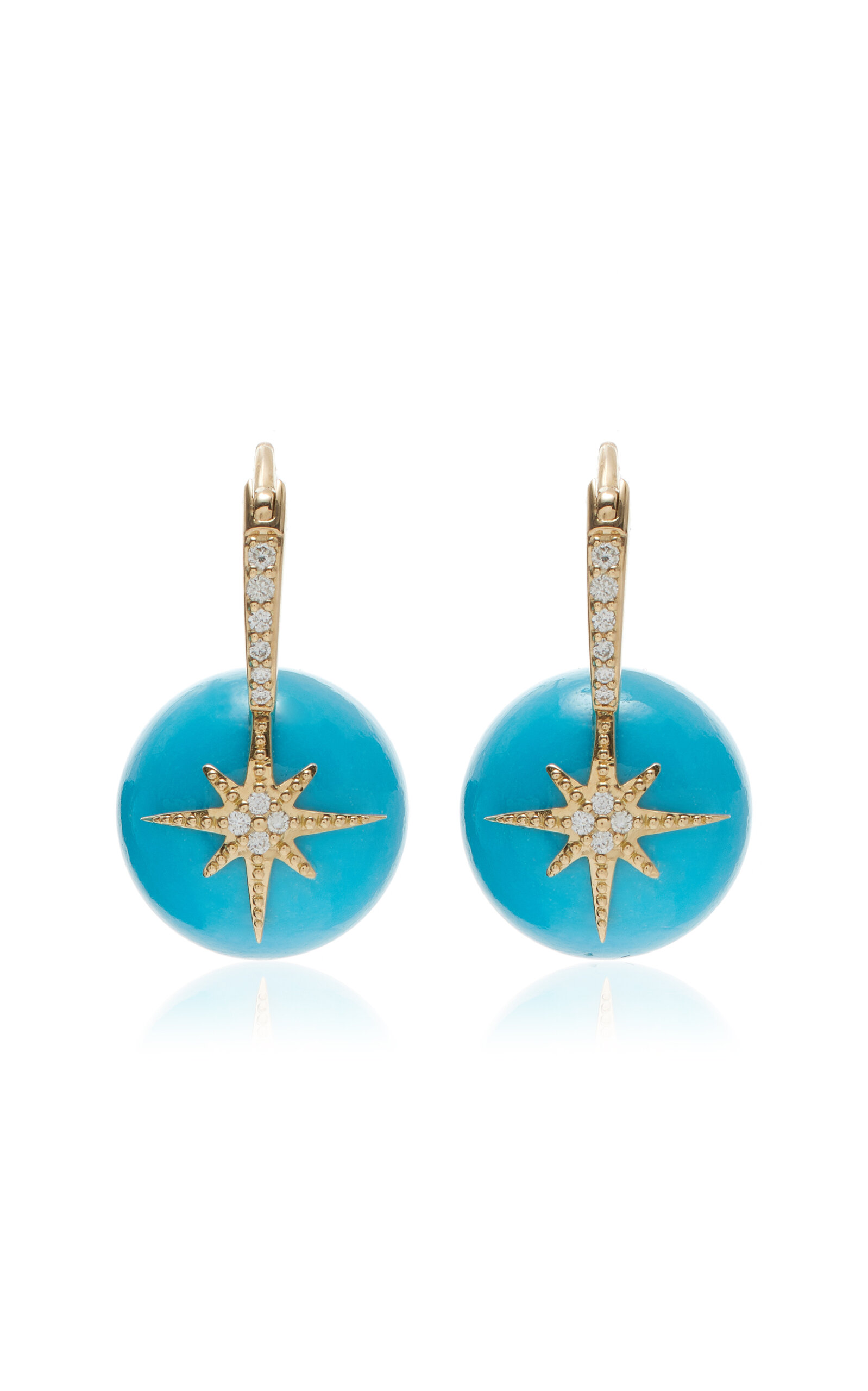 Sydney Evan Starburst 14K Yellow Gold Turquoise Earrings - Blue - OS - Moda Operandi
