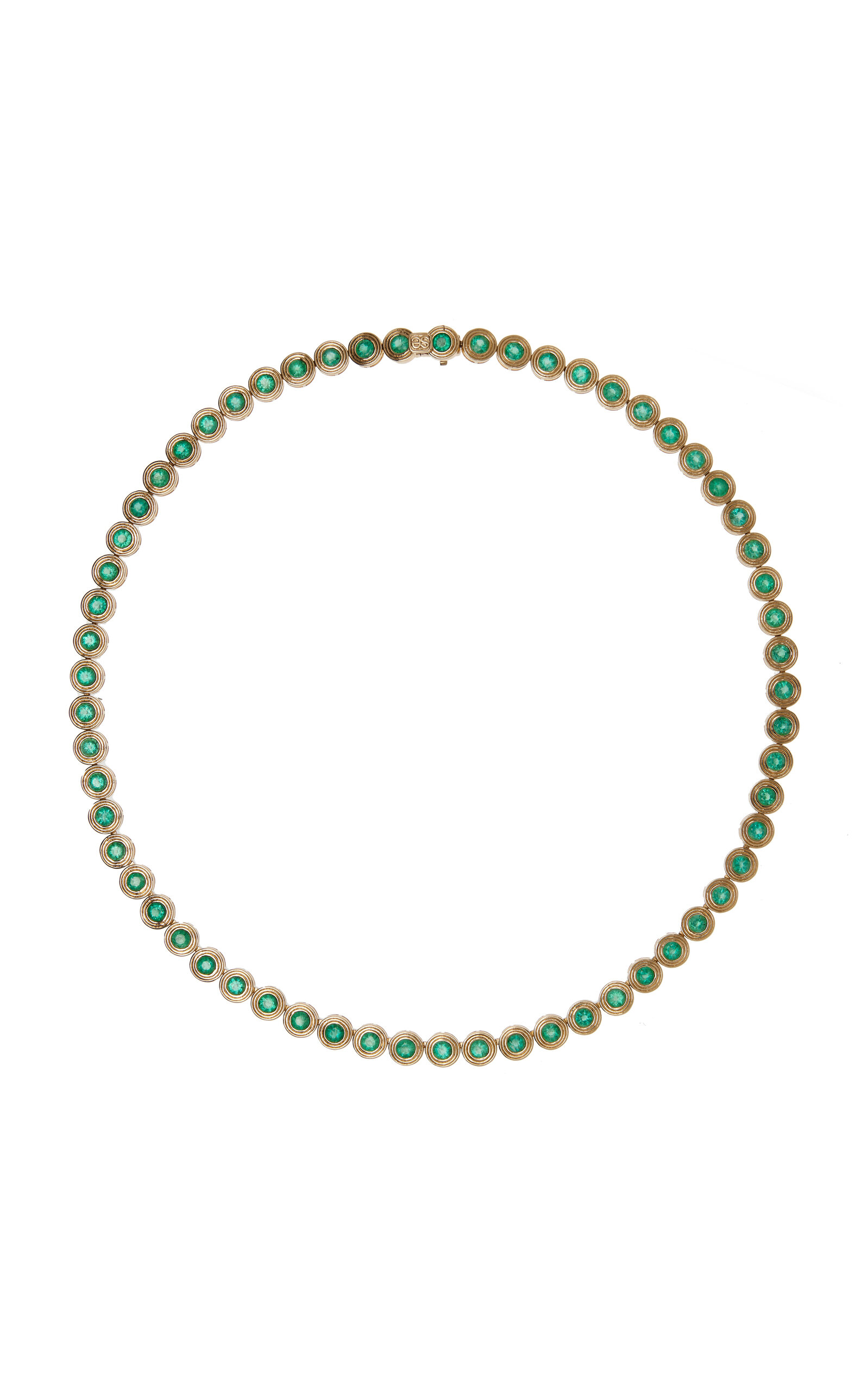 Sydney Evan 14k Gold Large Emerald Fluted Eternity Necklace In Green