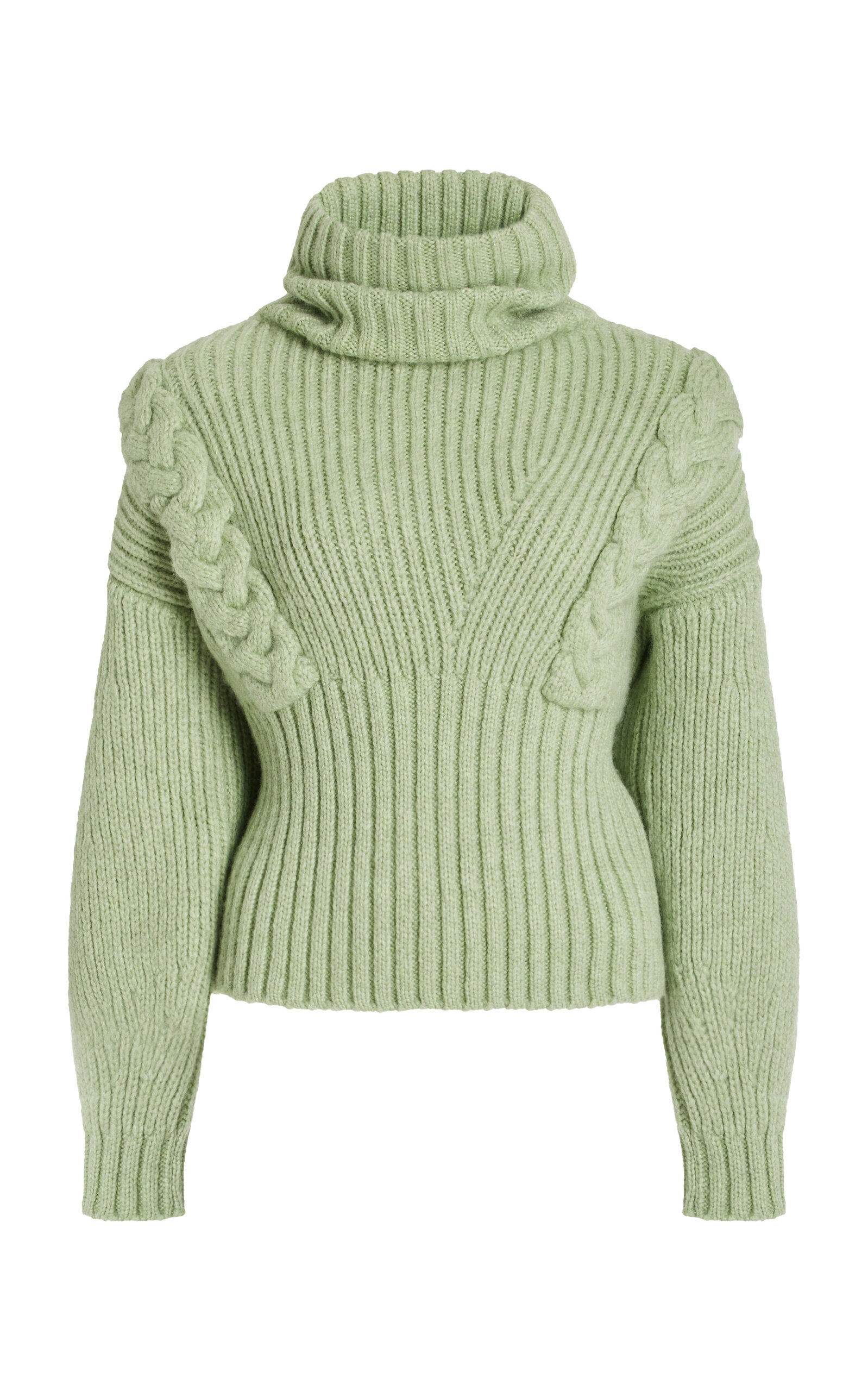 Alejandra Alonso Rojas Cable-knit Cashmere Turtleneck Sweater In Green
