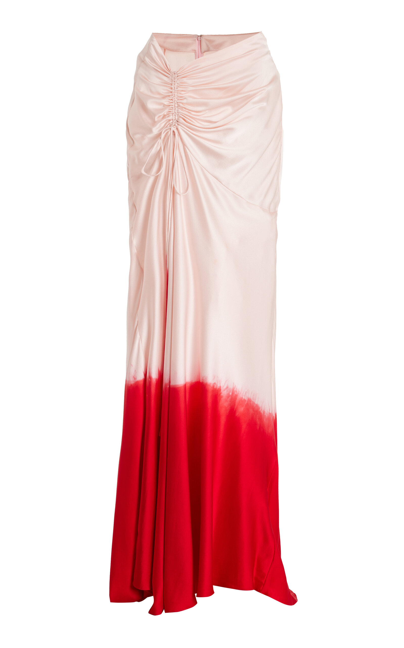 Alejandra Alonso Rojas Ruched Dip-dyed Satin Maxi Skirt In Pink