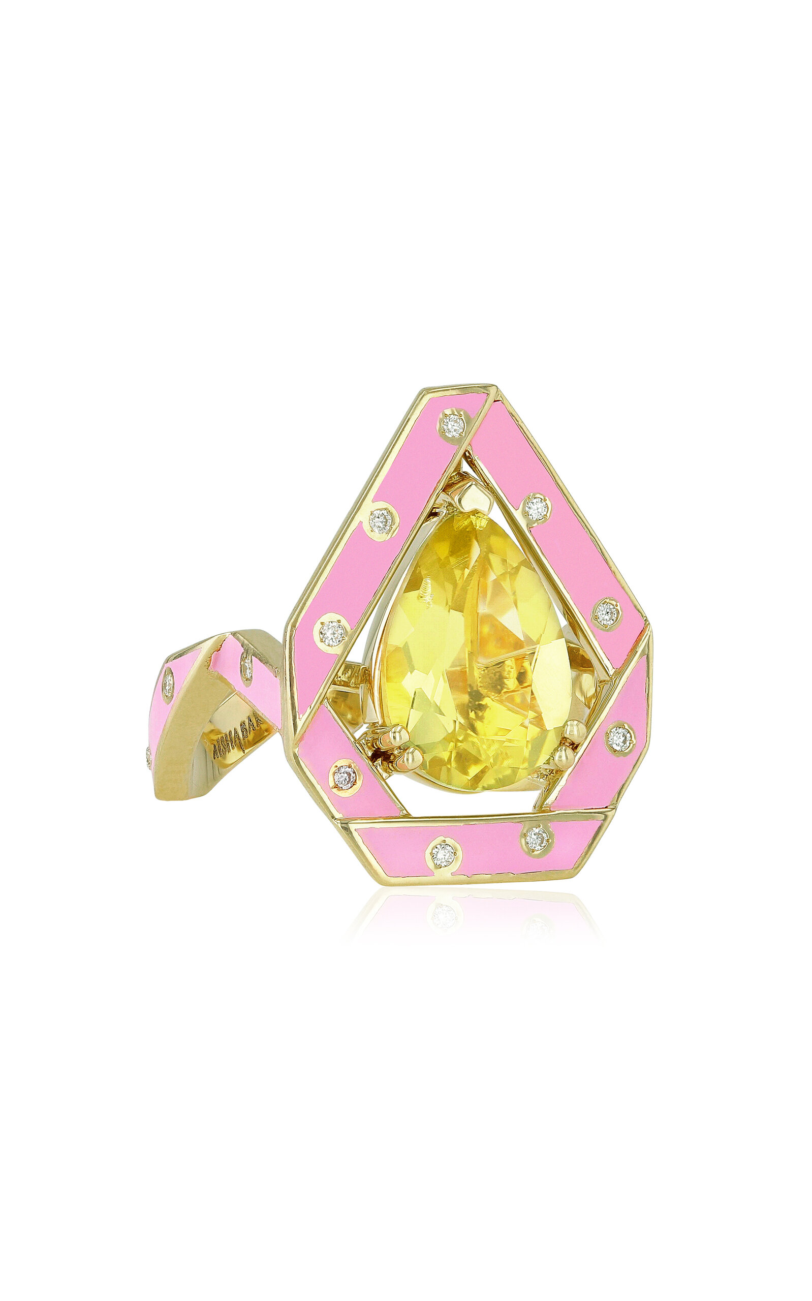 Aisha Baker Women's 18k Yellow Gold The Cadeau Pink Ring