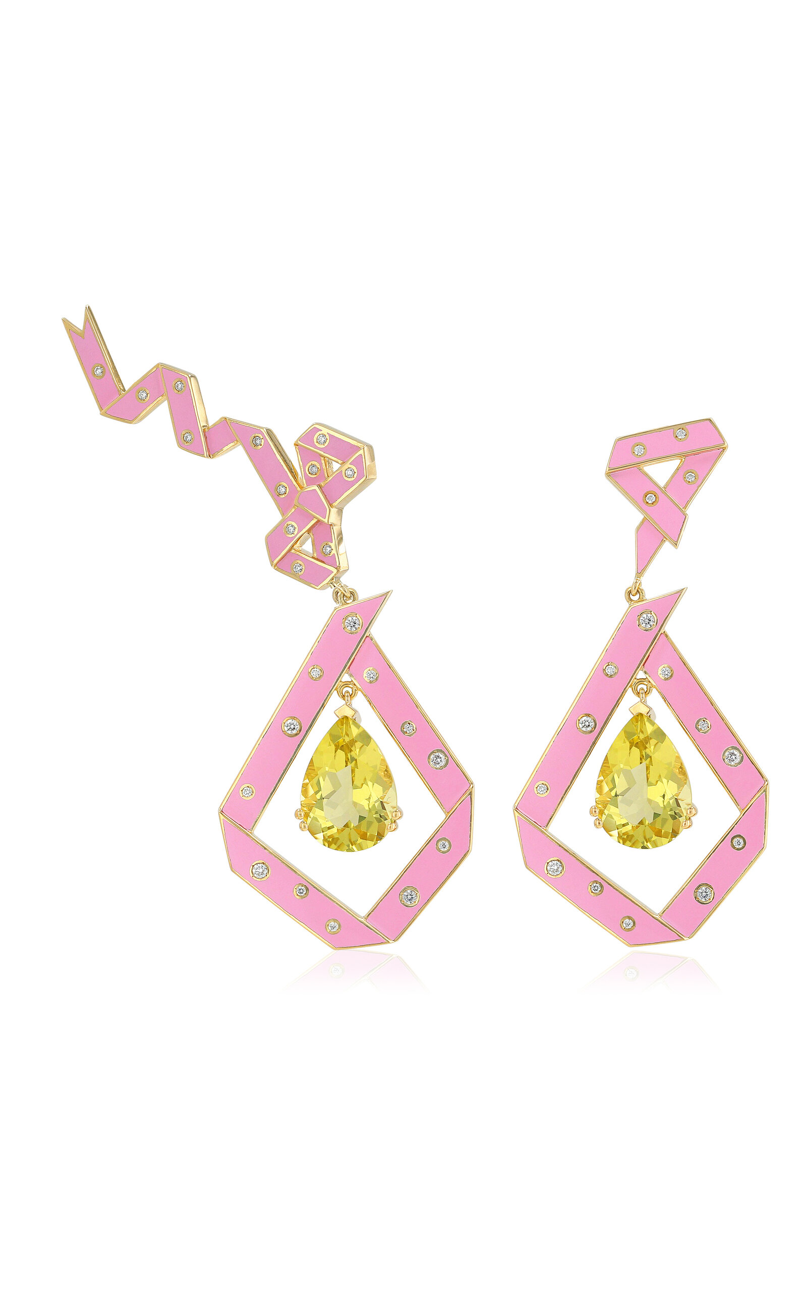 Aisha Baker Women's 18k Yellow Gold The Cadeau Pink Earrings