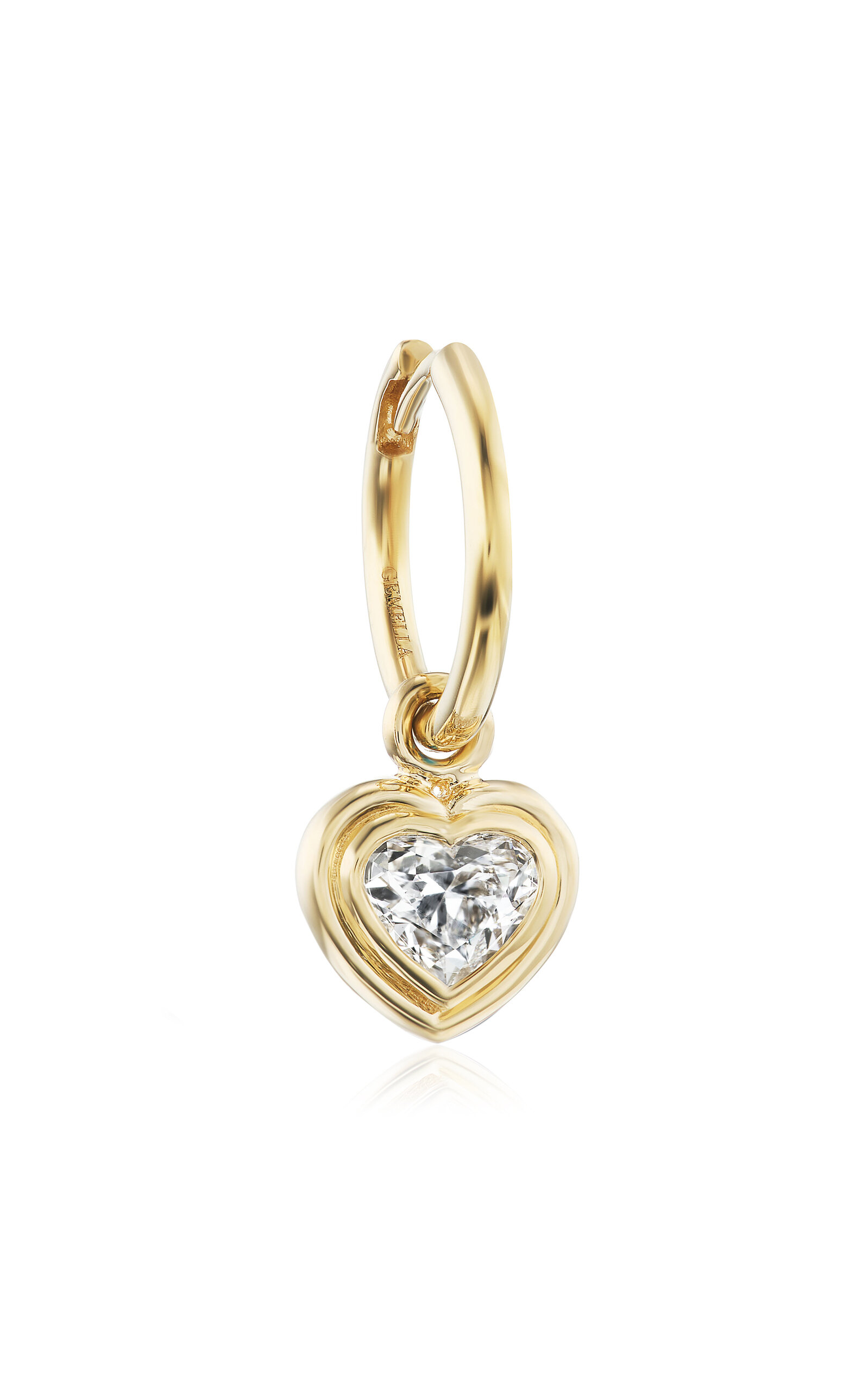 Gemella Jewels Women's 18k Yellow Gold Double Bubble Heart Bezel Single Huggie Earring