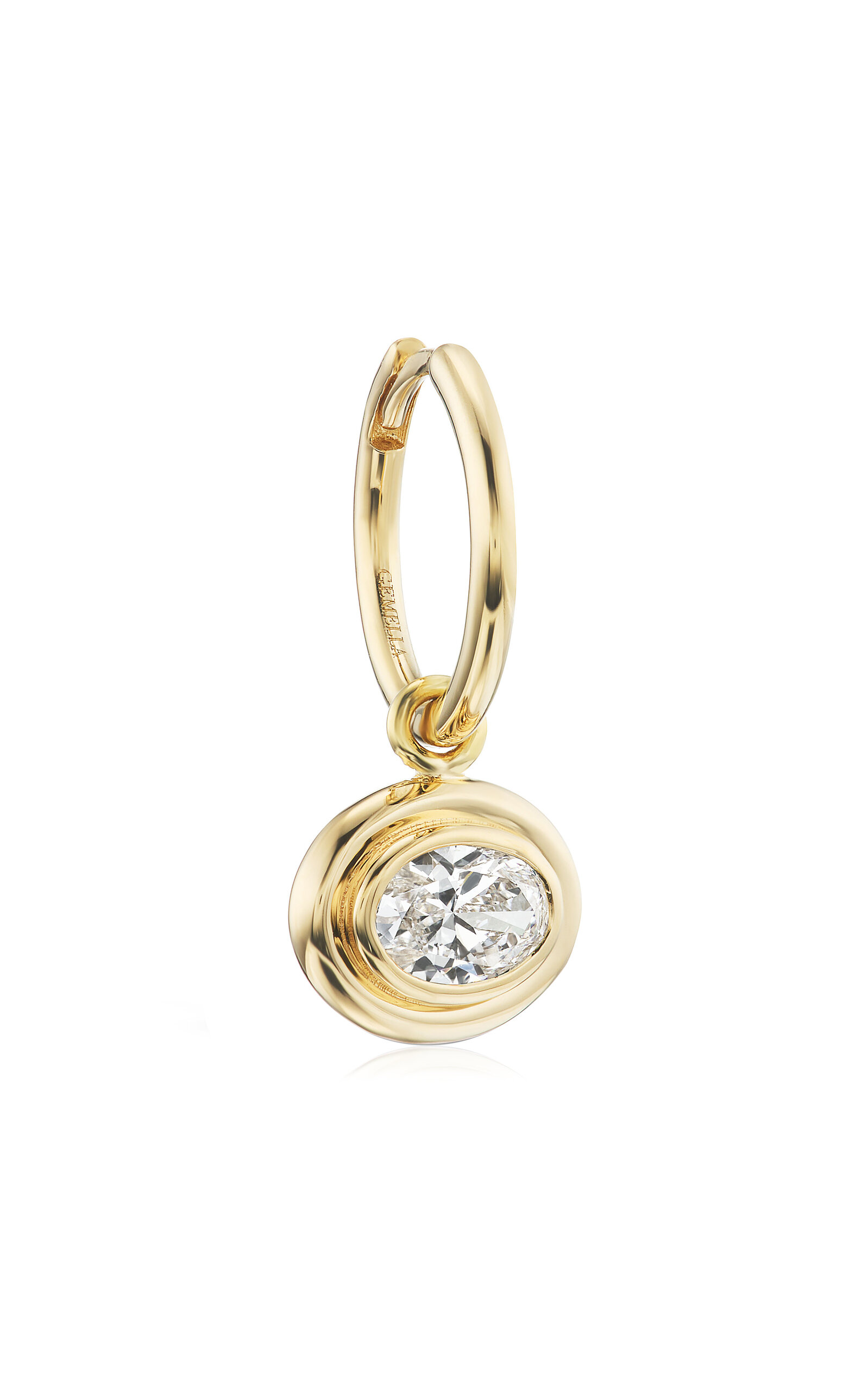 Gemella Jewels Women's 18k Yellow Gold  Double Bubble Oval Bezel Single Huggie Earring