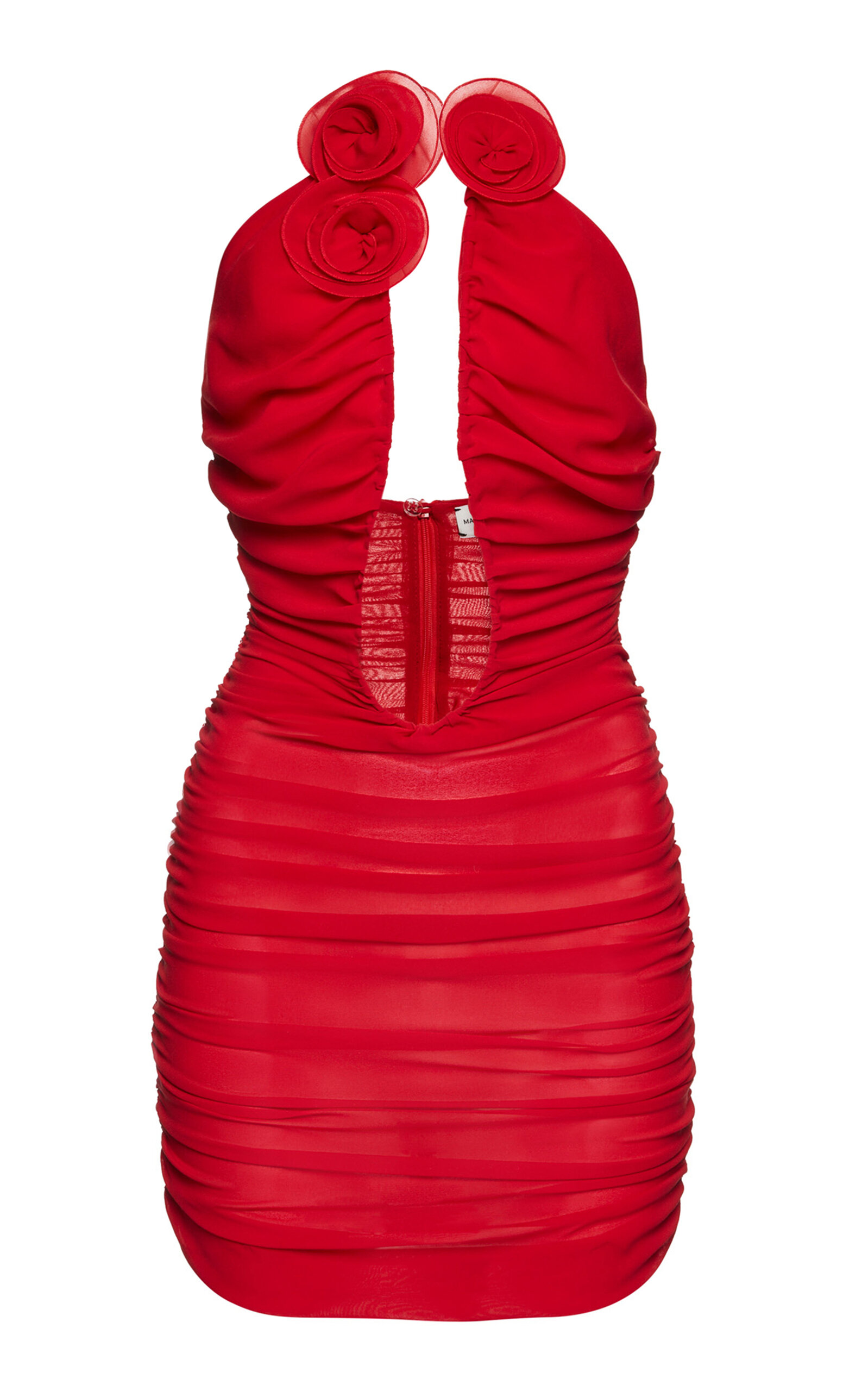 Magda Butrym Ruched Stretch-silk Mini Dress In Red