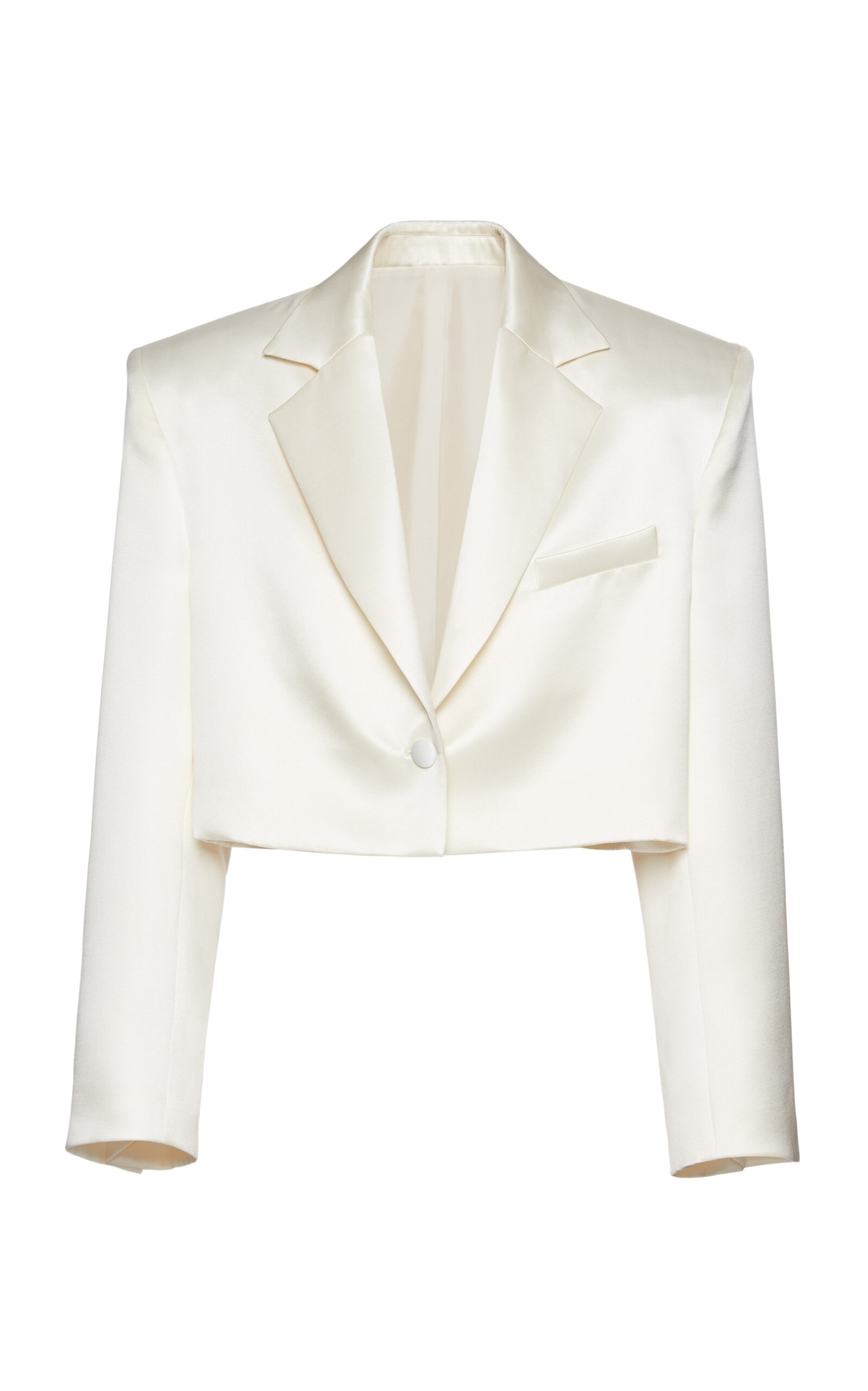 Magda Butrym Cropped Silk-wool Blazer In Ivory