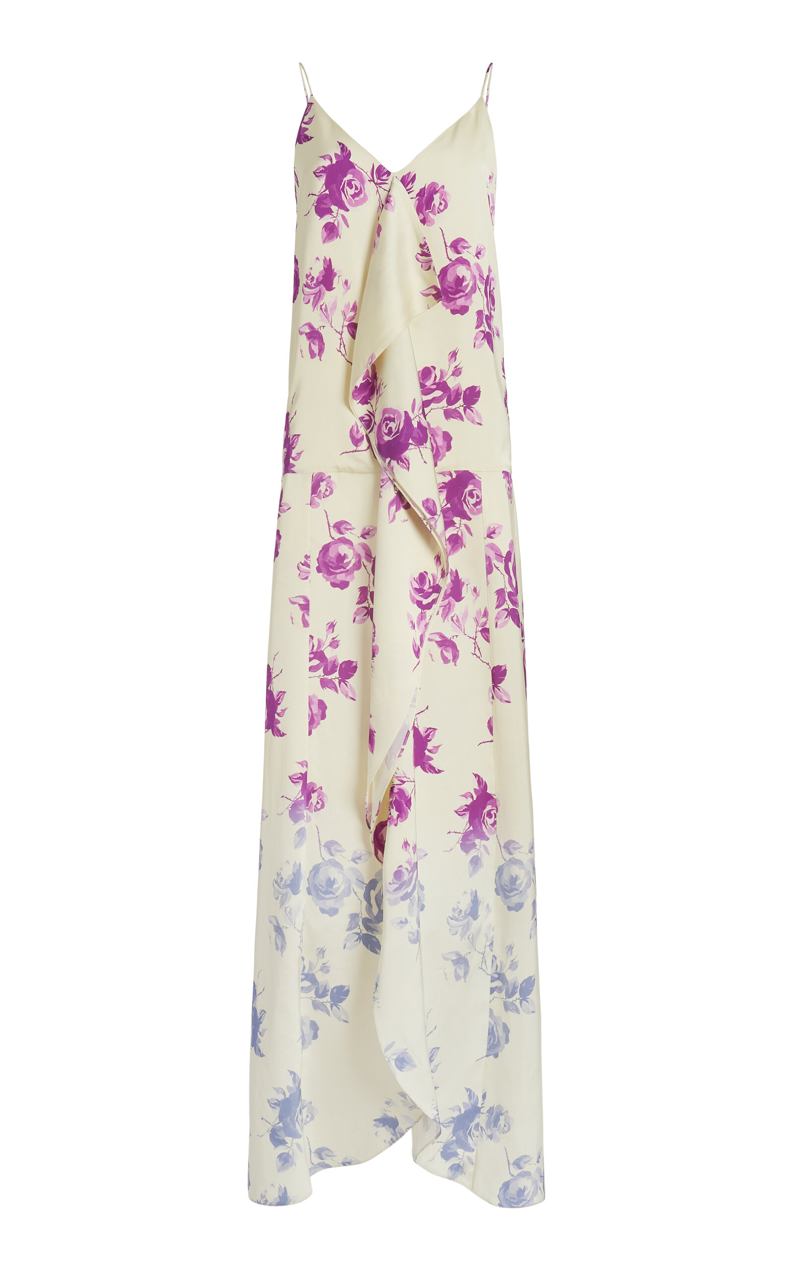 Jil Sander Printed Georgette Maxi Slip Dress In Multi