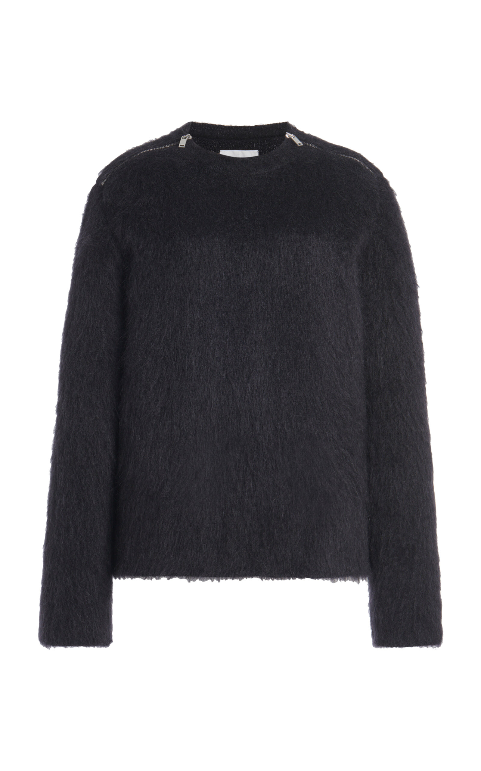 Jil Sander Brushed Wool-blend Crewneck Sweater In Black