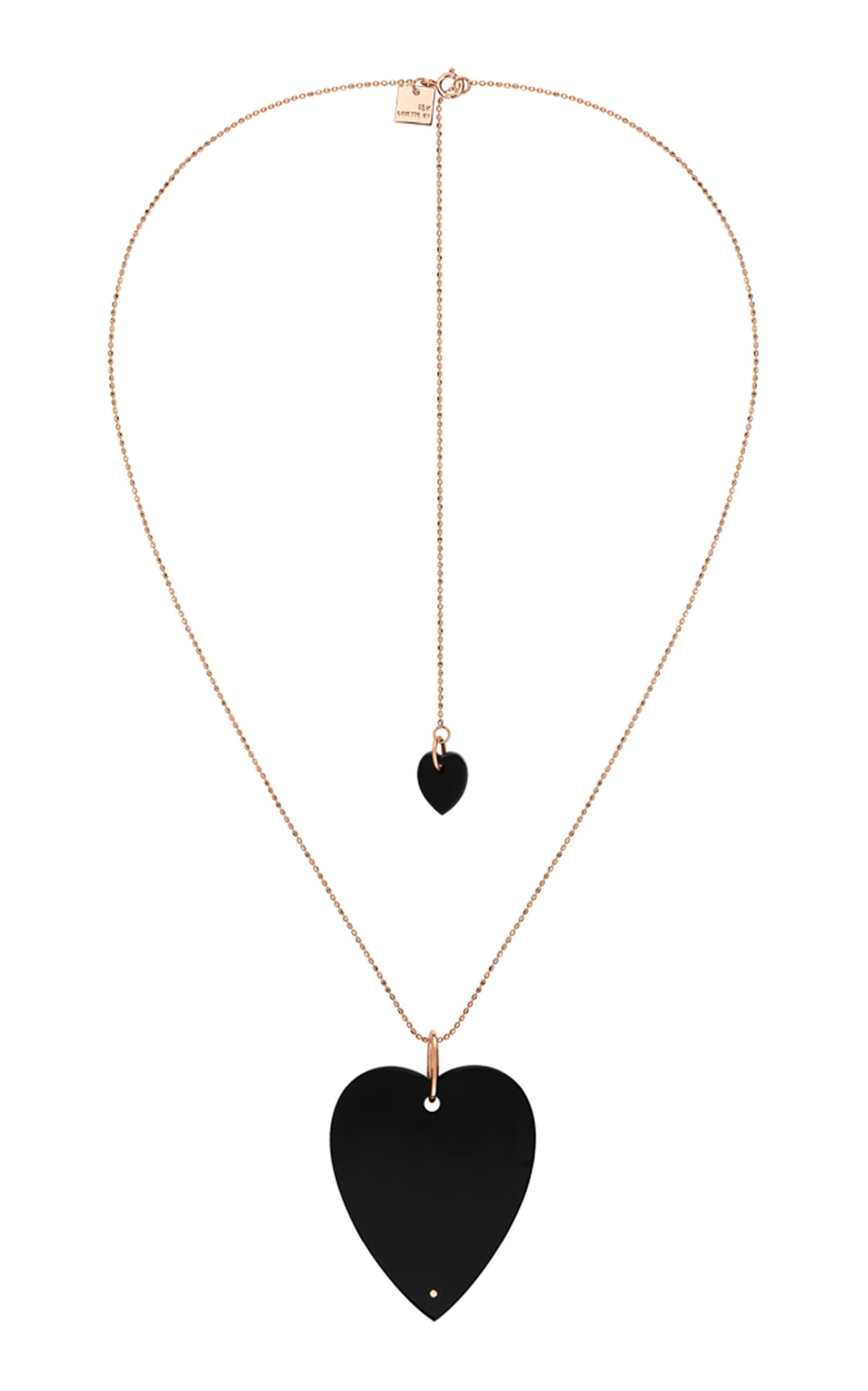 Shop Ginette Ny Angèle Jumbo 18k Rose Gold Onyx Necklace In Black