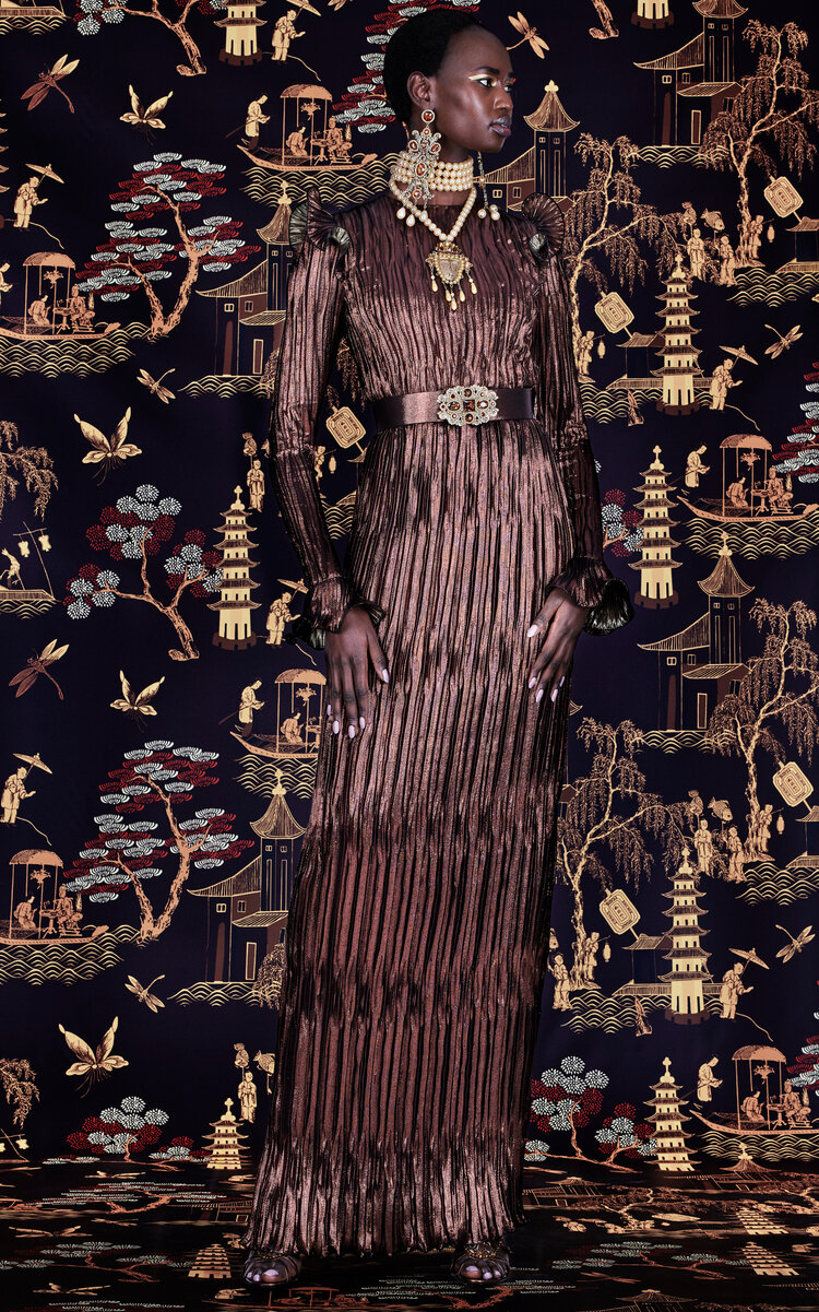Andrew Gn Women's Ruffled Silk-Blend Maxi Dress