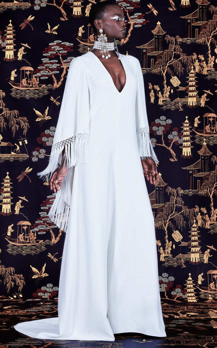 Andrew Gn Women's Fringe-Trimmed Maxi Dress