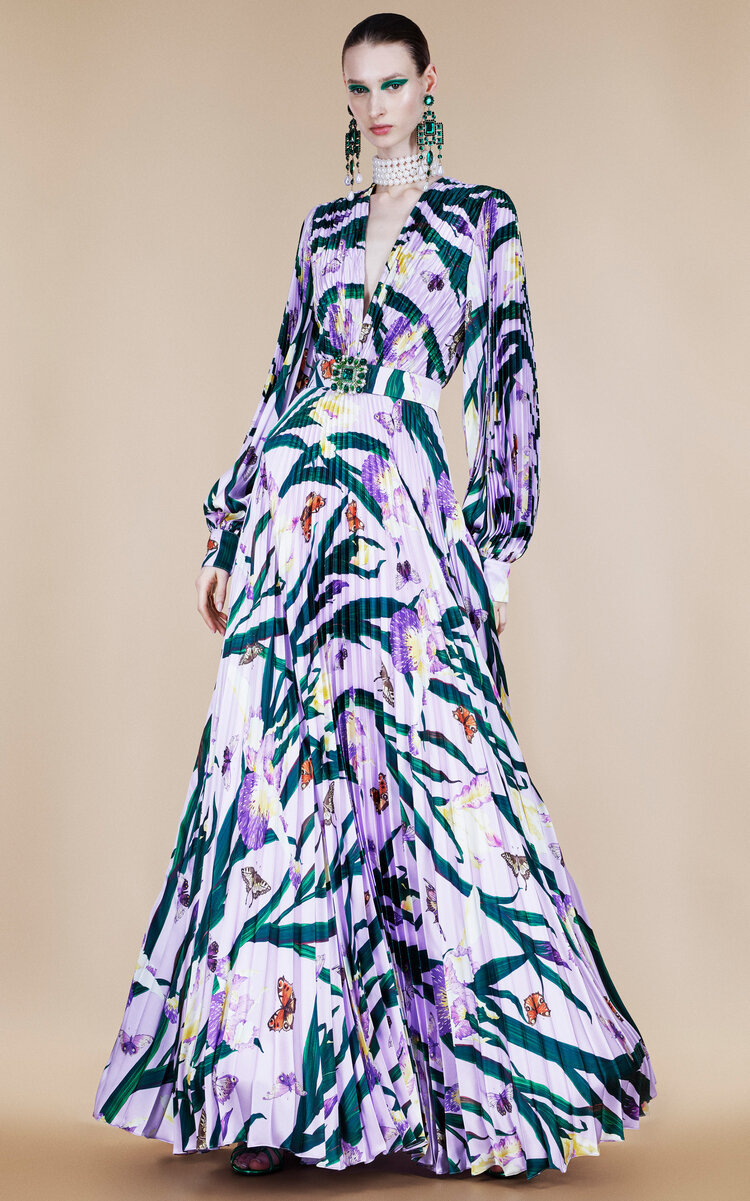 Andrew Gn Women's Pleated Silk Maxi Dress