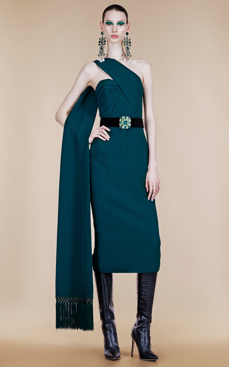 Andrew Gn Women's Asymmetric Midi Dress