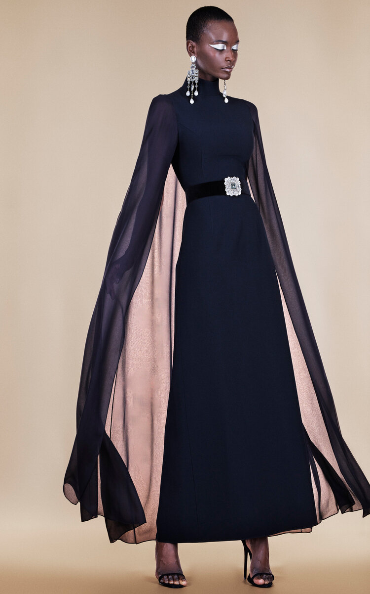 Andrew Gn Women's Cape-Detailed Maxi Dress