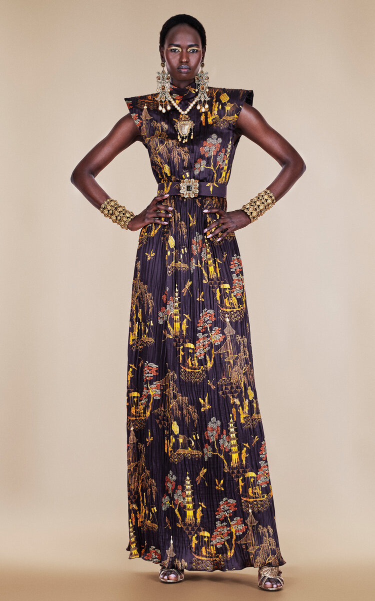 Andrew Gn Women's Printed Silk Maxi Dress