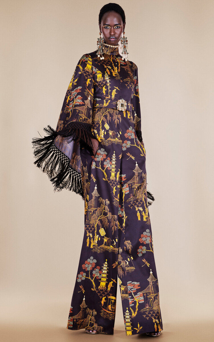 Andrew Gn Women's Fringe-Trimmed Silk-Blend Jumpsuit