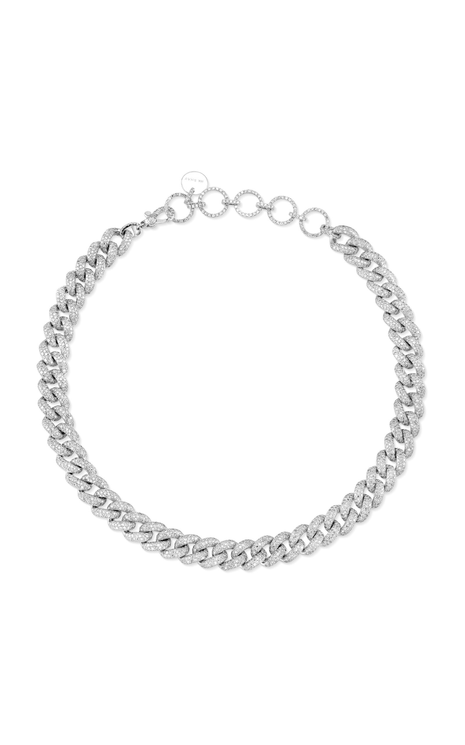 SHAY - 18k White Gold Pave Diamond Esstential Link Choker Necklace - White - OS - Moda Operandi - Gifts For Her