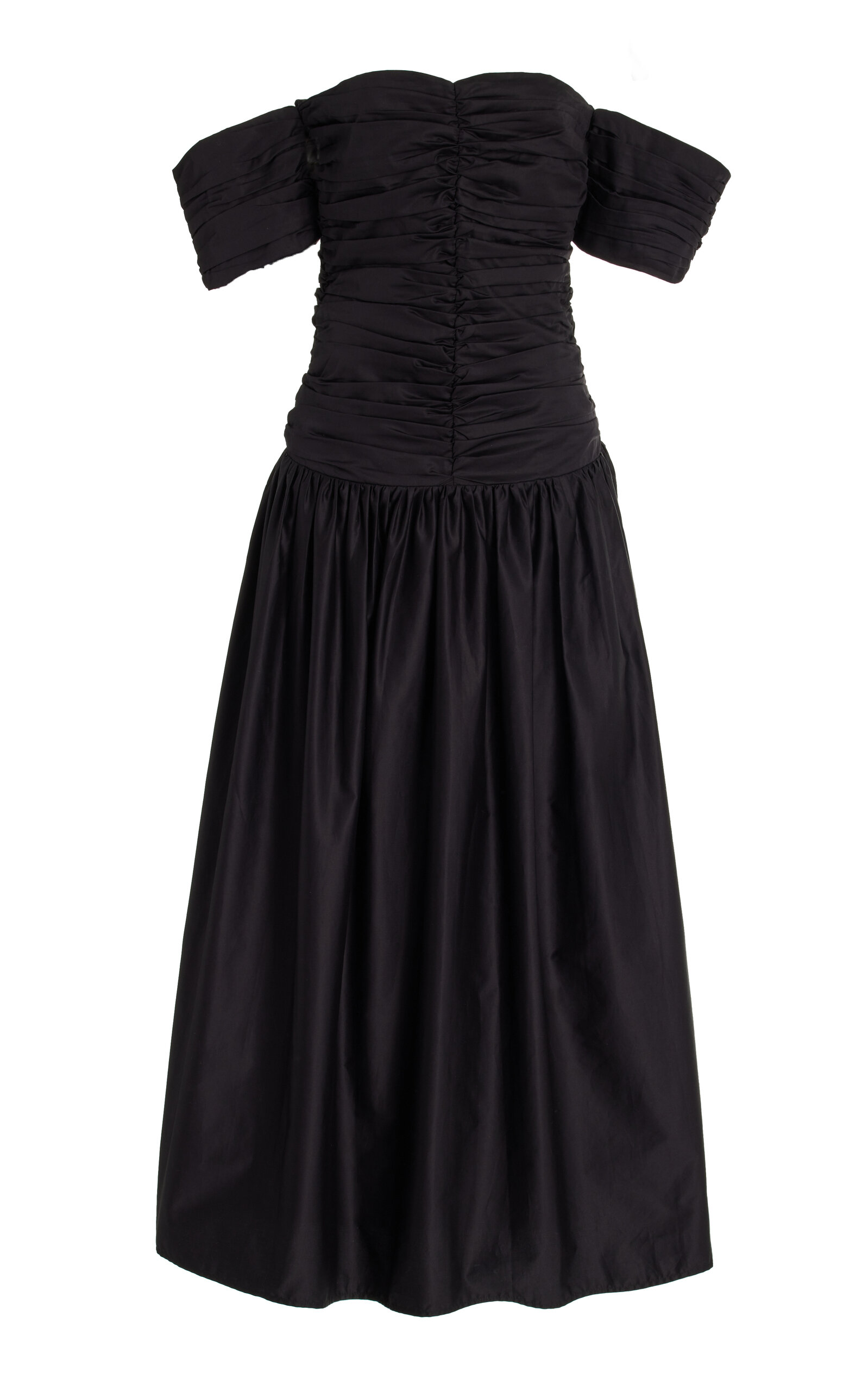 Moré Noir Natalia Ruched Cotton Maxi Dress In Black